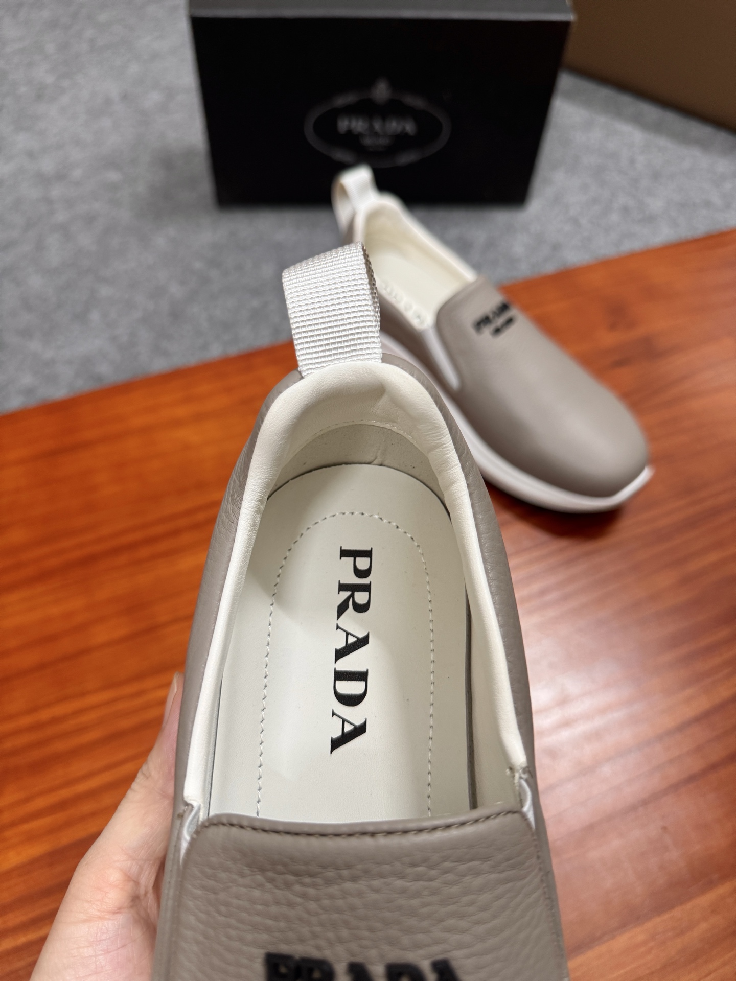 Prada Men's Leather Slip-On Sneakers Casual Shoes - Light Grey 9 i1755596651492 9356 0 8