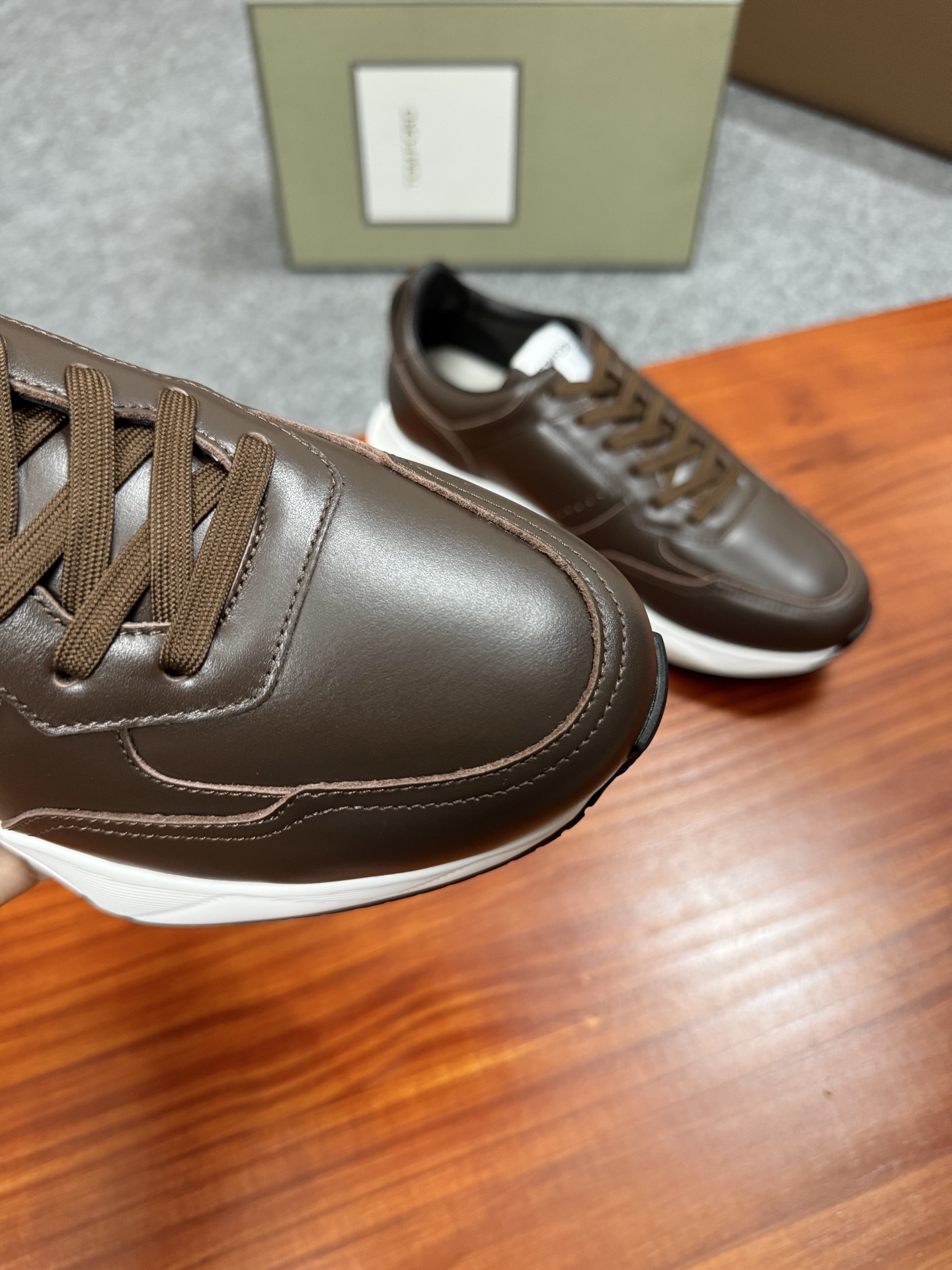 Tom Ford Cambridge Brown Leather Low-Top Sneakers - Lace Up, Rubber Sole 7 i1756037704625 4742 0 5