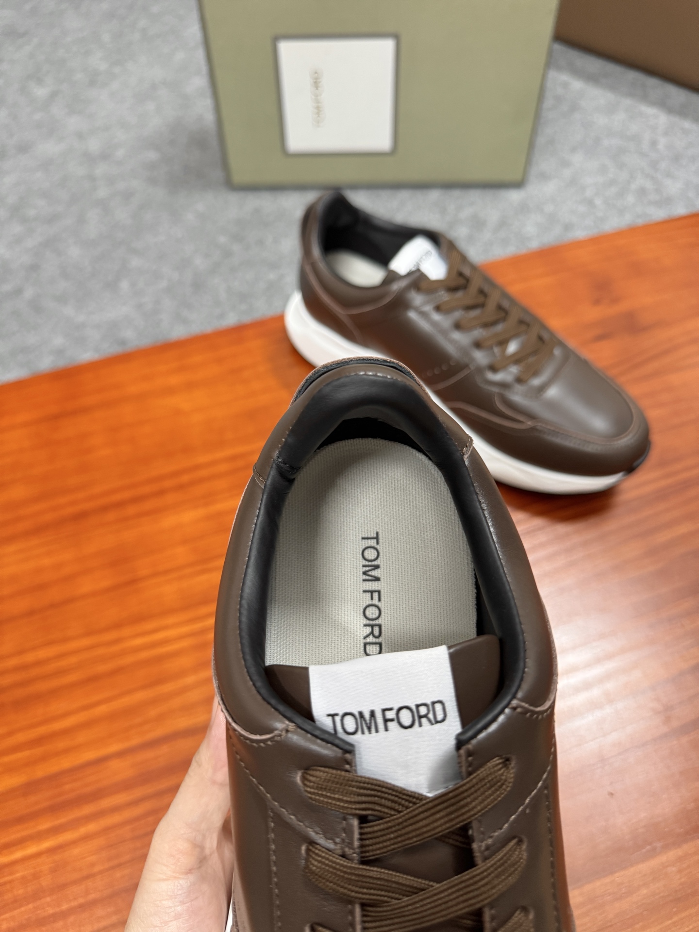 Tom Ford Cambridge Brown Leather Low-Top Sneakers - Lace Up, Rubber Sole 9 i1756037707248 6682 0 7
