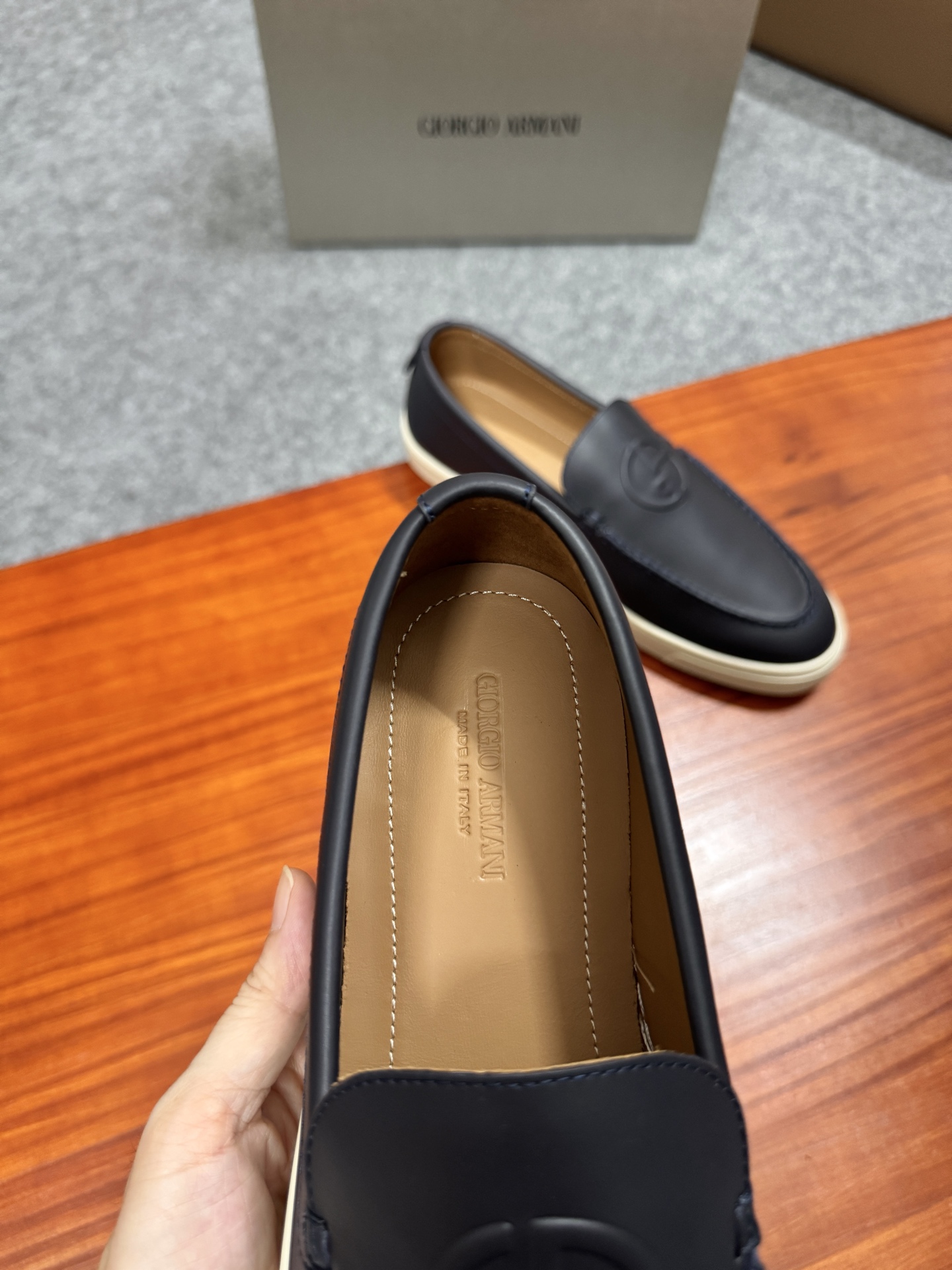 GIORGIO ARMANI Leather Loafers Classic Casual Shoes for Men, Black 9 i1756039496486 6626 0 8