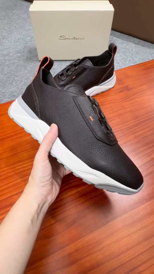 Santoni Men's Handmade Leather Sneakers - Classic Comfort, Italian Design