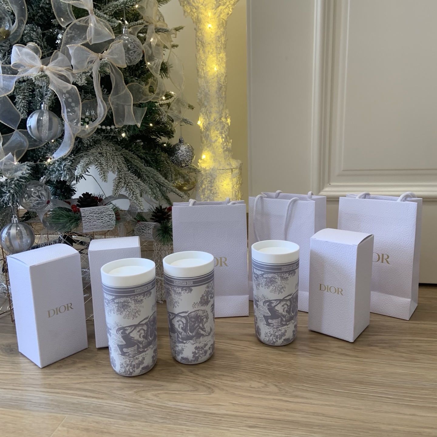 Dior Jungle Series Tumbler with Gift Bag, 350ml Insulated Travel Coffee Cup