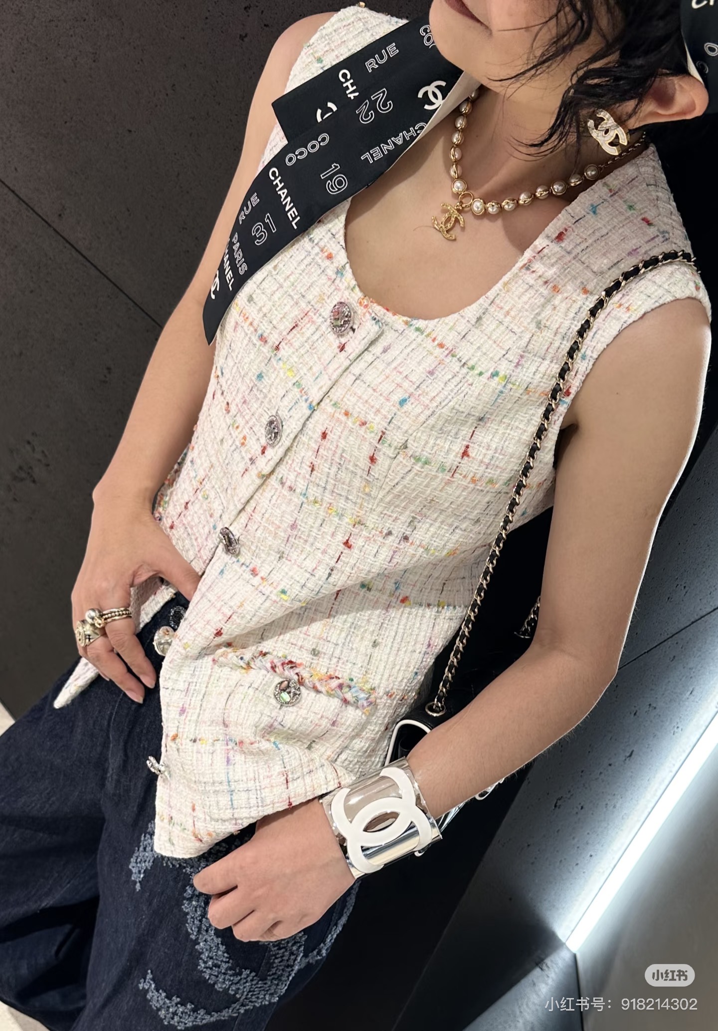 Chanel Haute Couture Silk Twill Scarf Shawl Ref.5D555A08 5