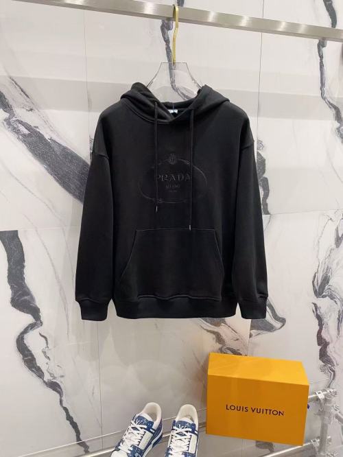 Prada Classic Black Cotton Hoodie Embroidered Logo, Premium Quality, Unisex Fit 1 Prada Classic Black Cotton Hoodie Embroidered Logo, Premium Quality, Unisex Fit
