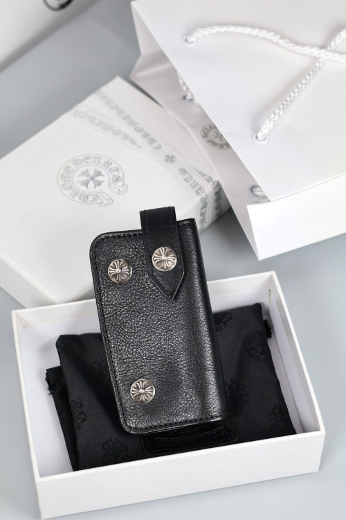 Chrome Hearts Leather Key Case with Sterling Silver Hardware - Secure & Stylish 1 Chrome Hearts Leather Key Case with Sterling Silver Hardware - Secure & Stylish