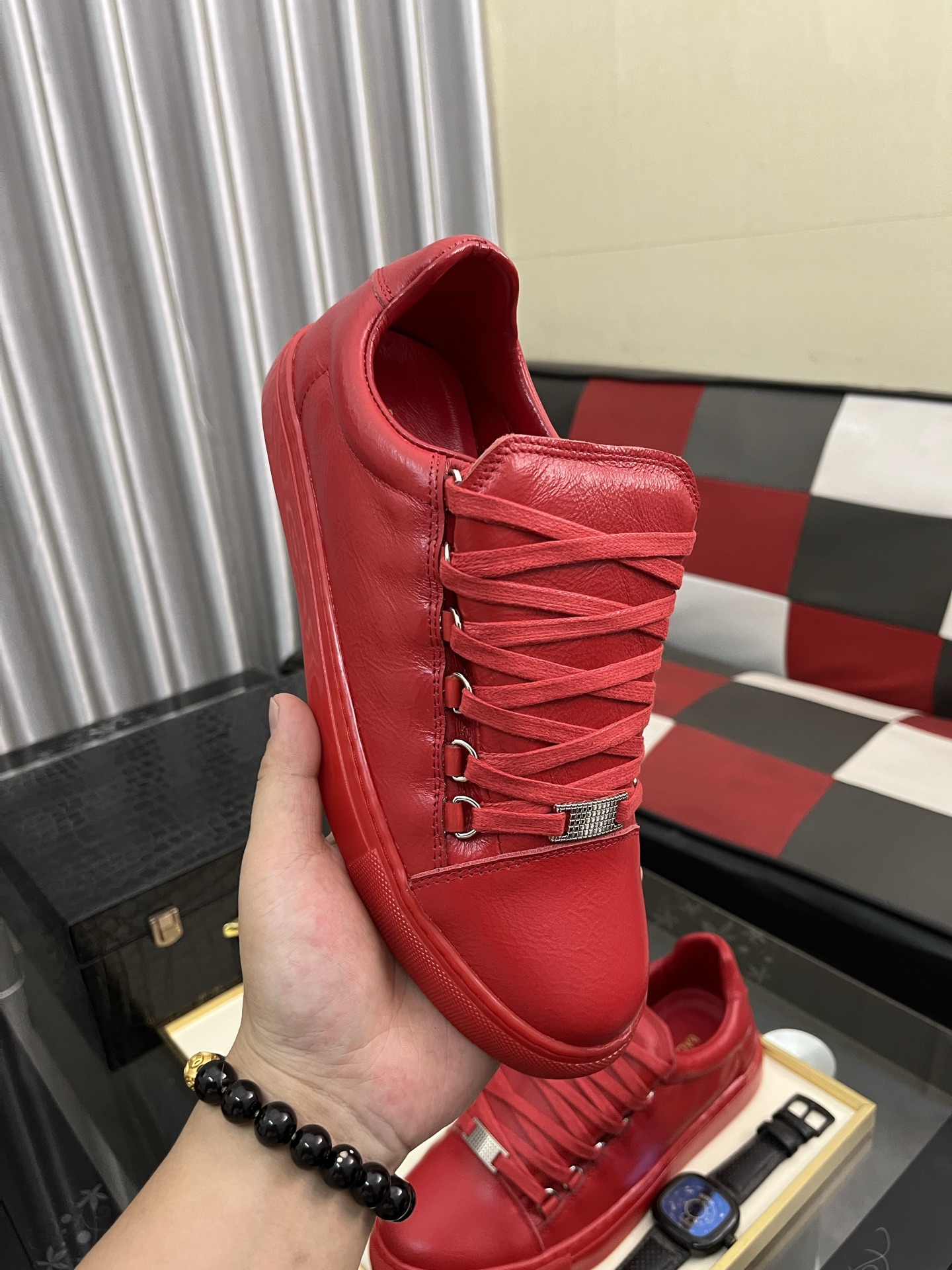 Balenciaga Men's Leather Low-Top Sneakers, Lace-Up Red Casual Shoes 5 i1744990036134 2832 0 3