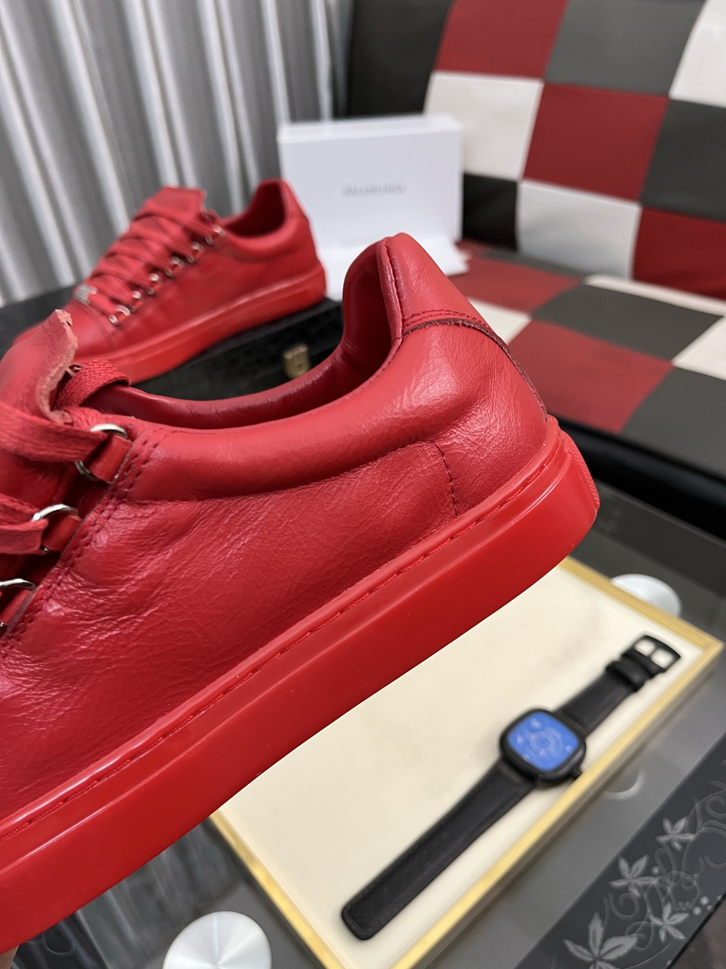 Balenciaga Men's Leather Low-Top Sneakers, Lace-Up Red Casual Shoes 8 i1744990036145 8935 0 6