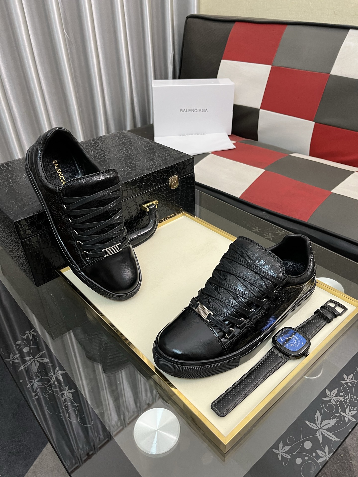 Balenciaga Arena Leather Sneakers, Black, Men's Size 38-44 4 i1744990054740 6693 0 2