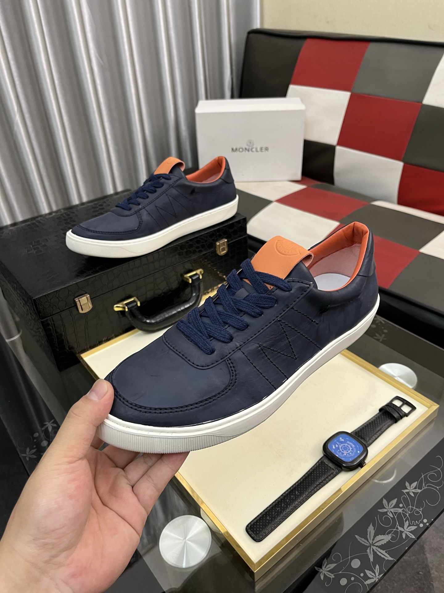 Moncler Men's Leather Sneakers - Casual Lace-Up Style, Comfortable Fit 6 i1745084342814 4930 0 4