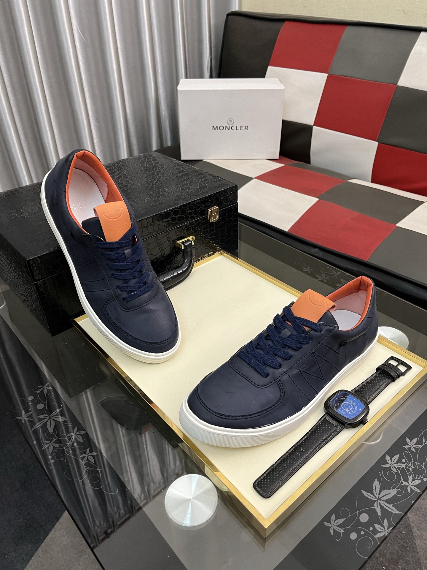 Moncler Men's Leather Sneakers - Casual Lace-Up Style, Comfortable Fit 4 i1745084342822 4828 0 2