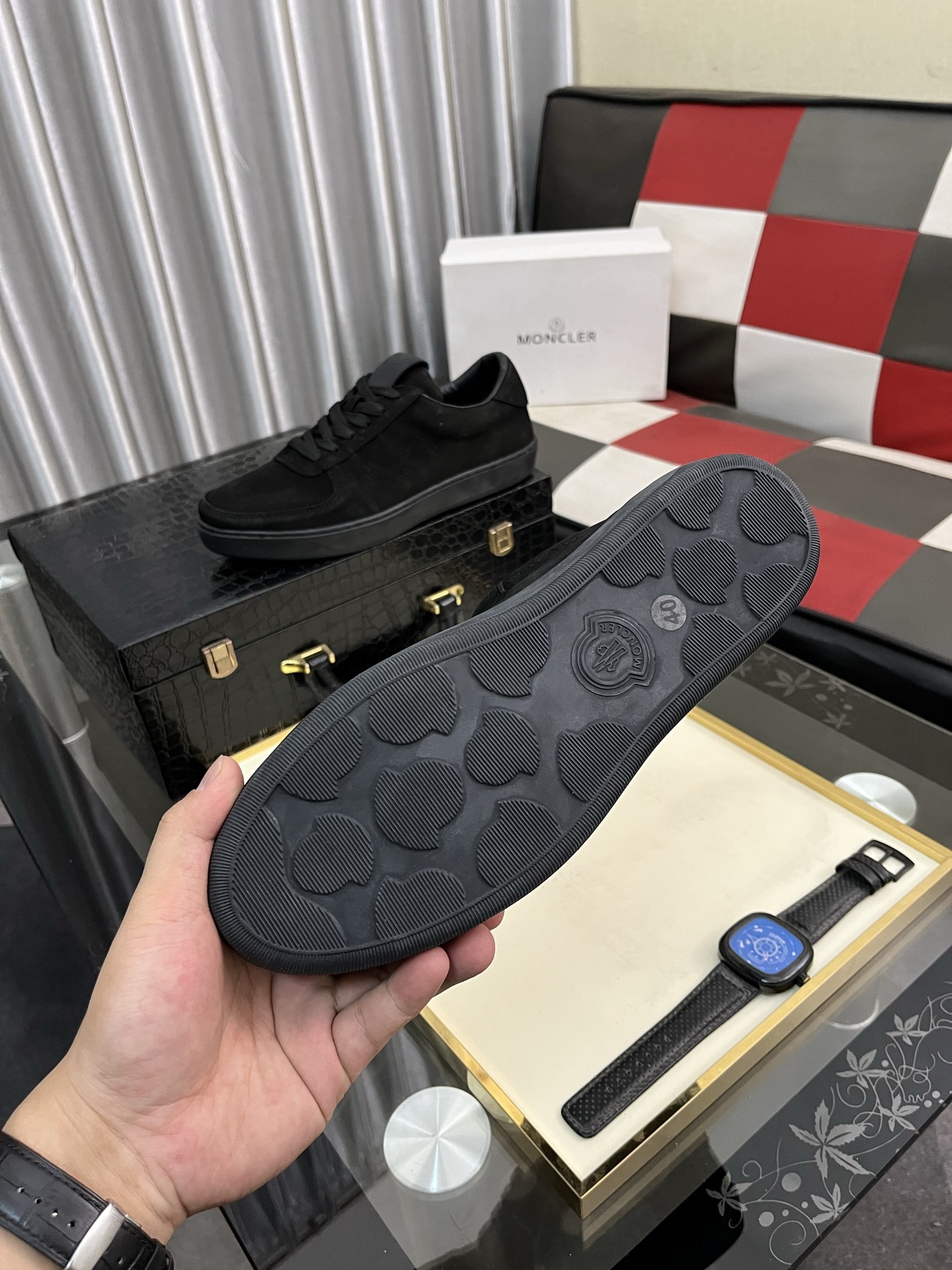 Moncler Men's Black Leather Lace-Up Sneakers: Comfort & Style,Sizes 38-46 10 i1745084469420 6775 0 8