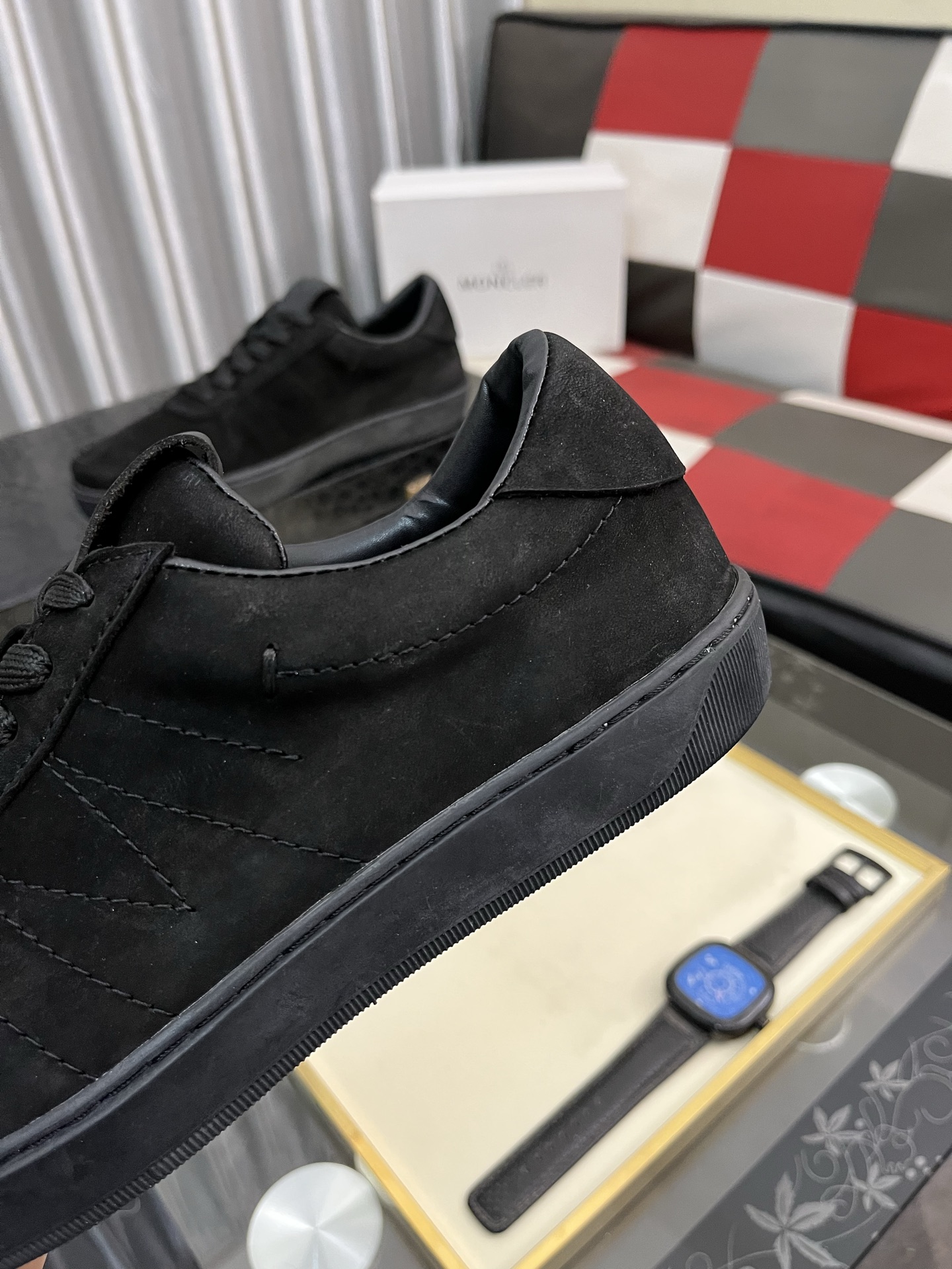 Moncler Men's Black Leather Lace-Up Sneakers: Comfort & Style,Sizes 38-46 8 i1745084471354 9558 0 6