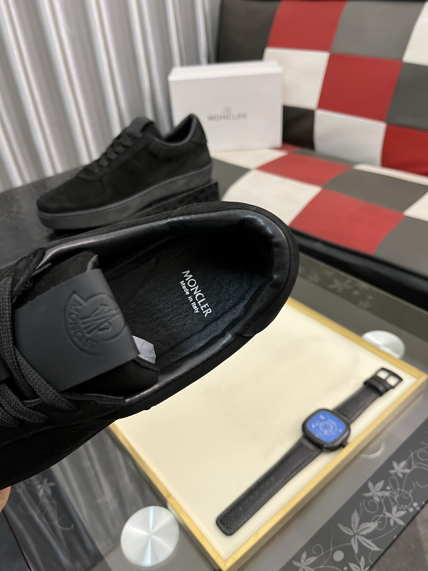Moncler Men's Black Leather Lace-Up Sneakers: Comfort & Style,Sizes 38-46 9 i1745084471367 9240 0 7