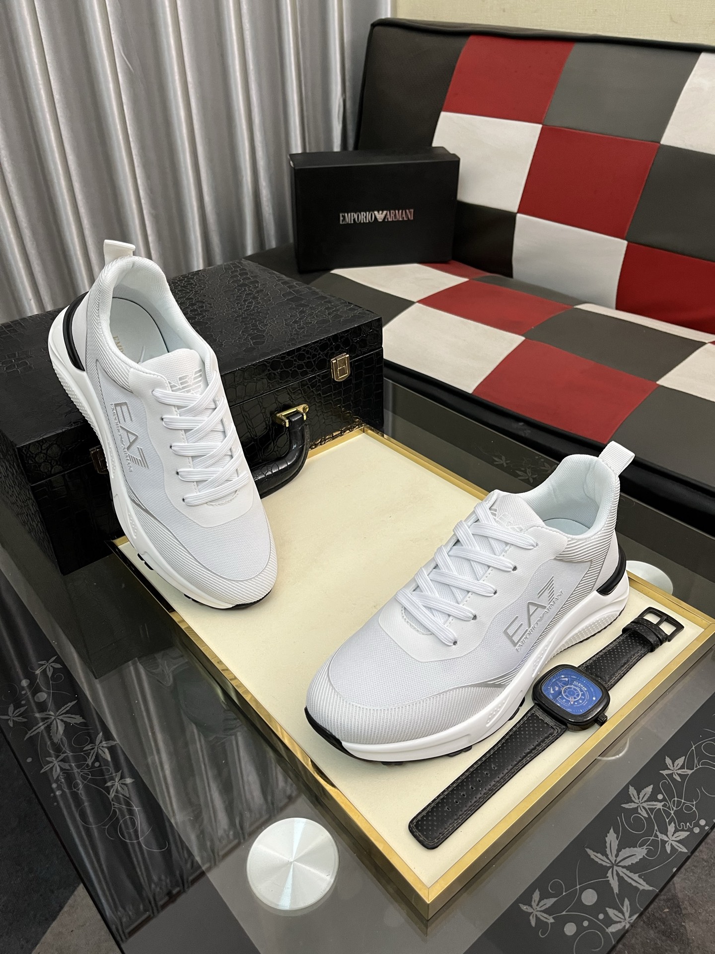 Emporio Armani Men's White Leather Sneakers, Breathable & Comfortable 4 i1745340248492 2803 0 2