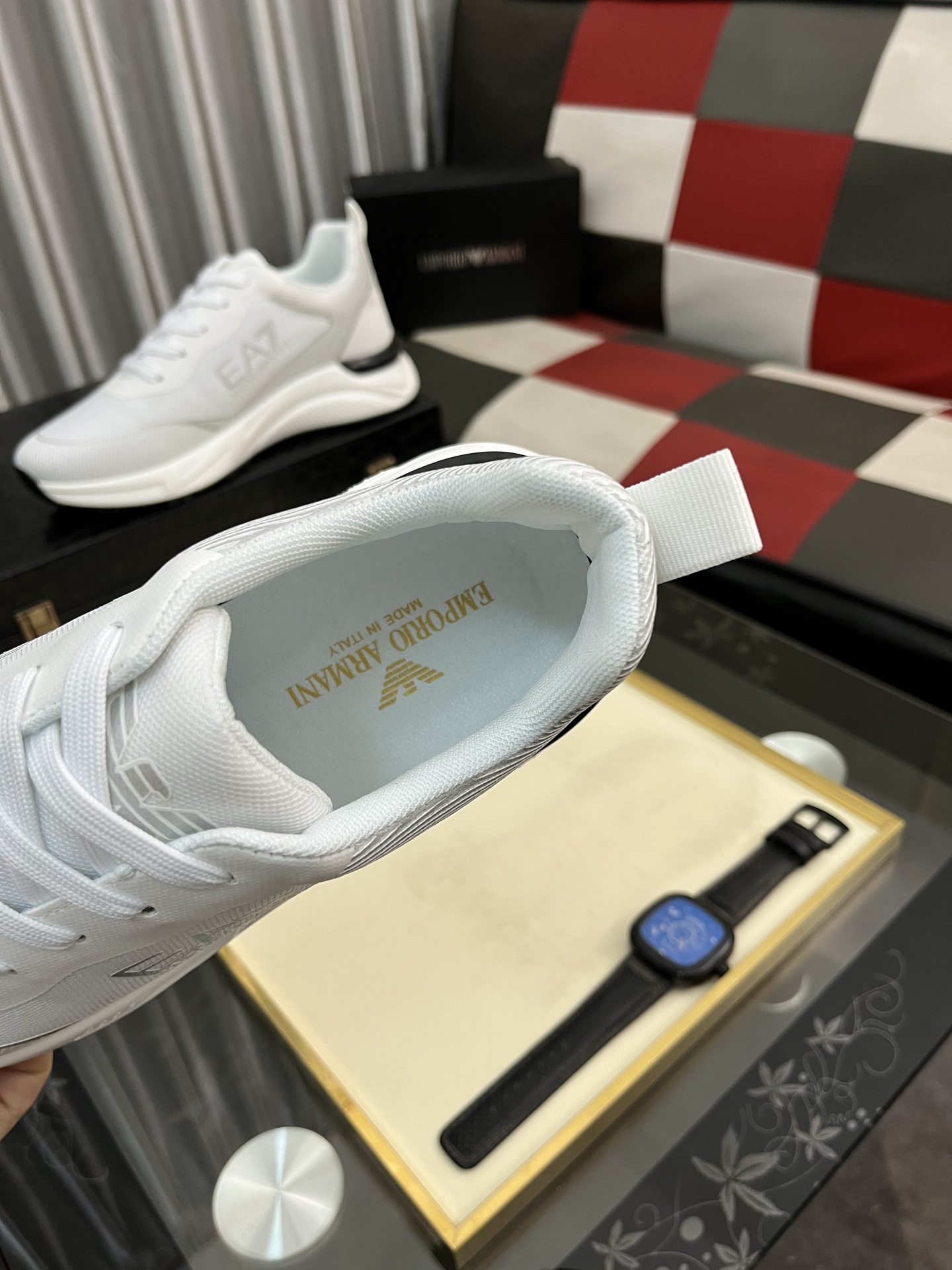 Emporio Armani Men's White Leather Sneakers, Breathable & Comfortable 9 i1745340248567 4493 0 7
