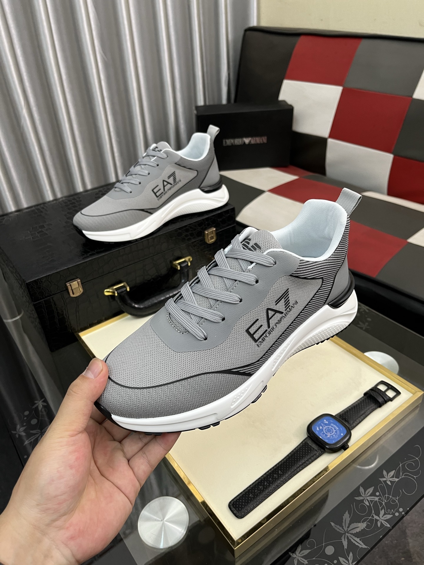 Emporio Armani Men's Breathable Leather Sneakers - Lightweight & Comfortable 6 i1745340275598 9853 0 4