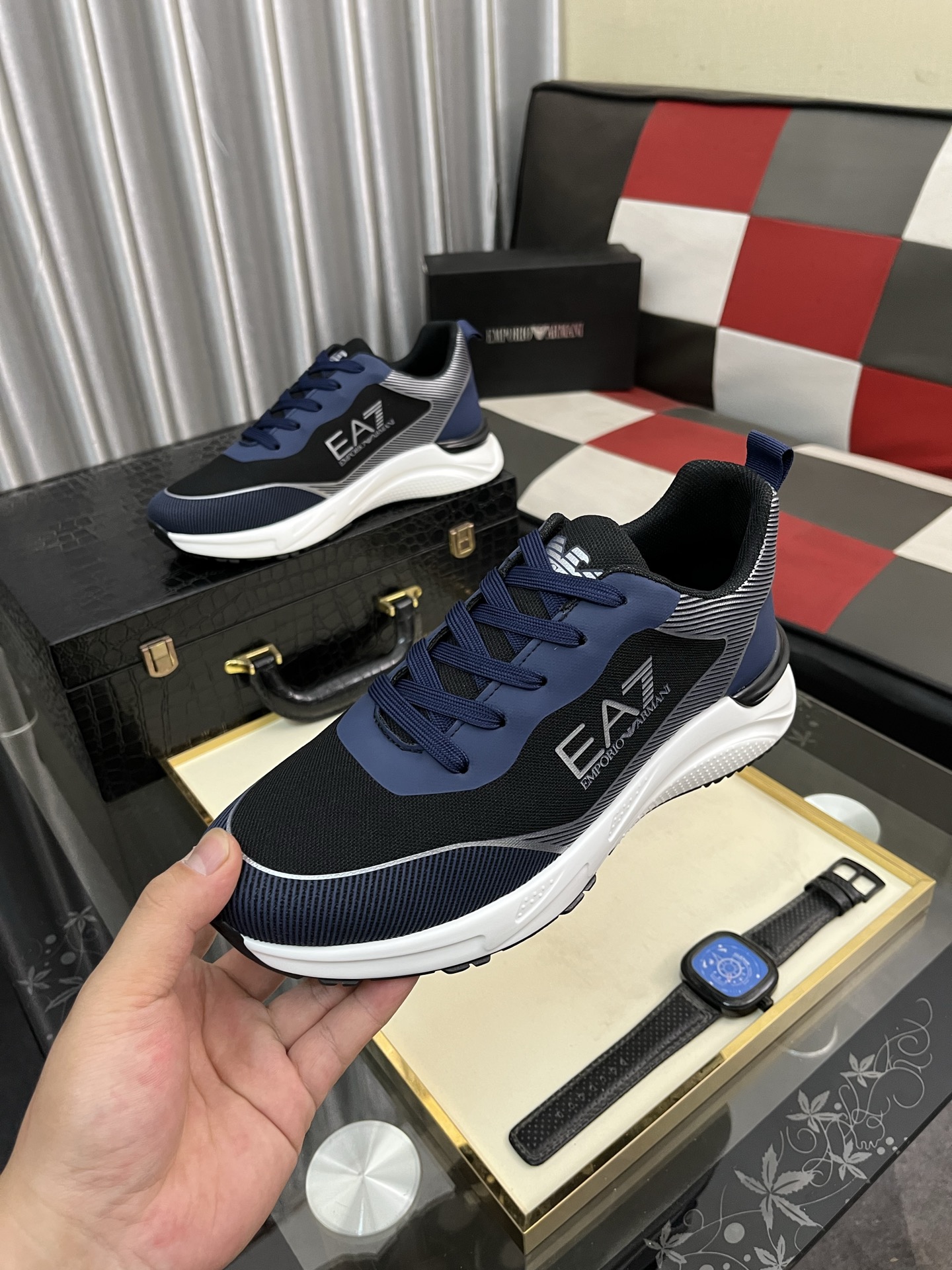 Emporio Armani Men's Lace-Up Sneakers - Breathable Leather, Rubber Sole 6 i1745340286128 545 0 4