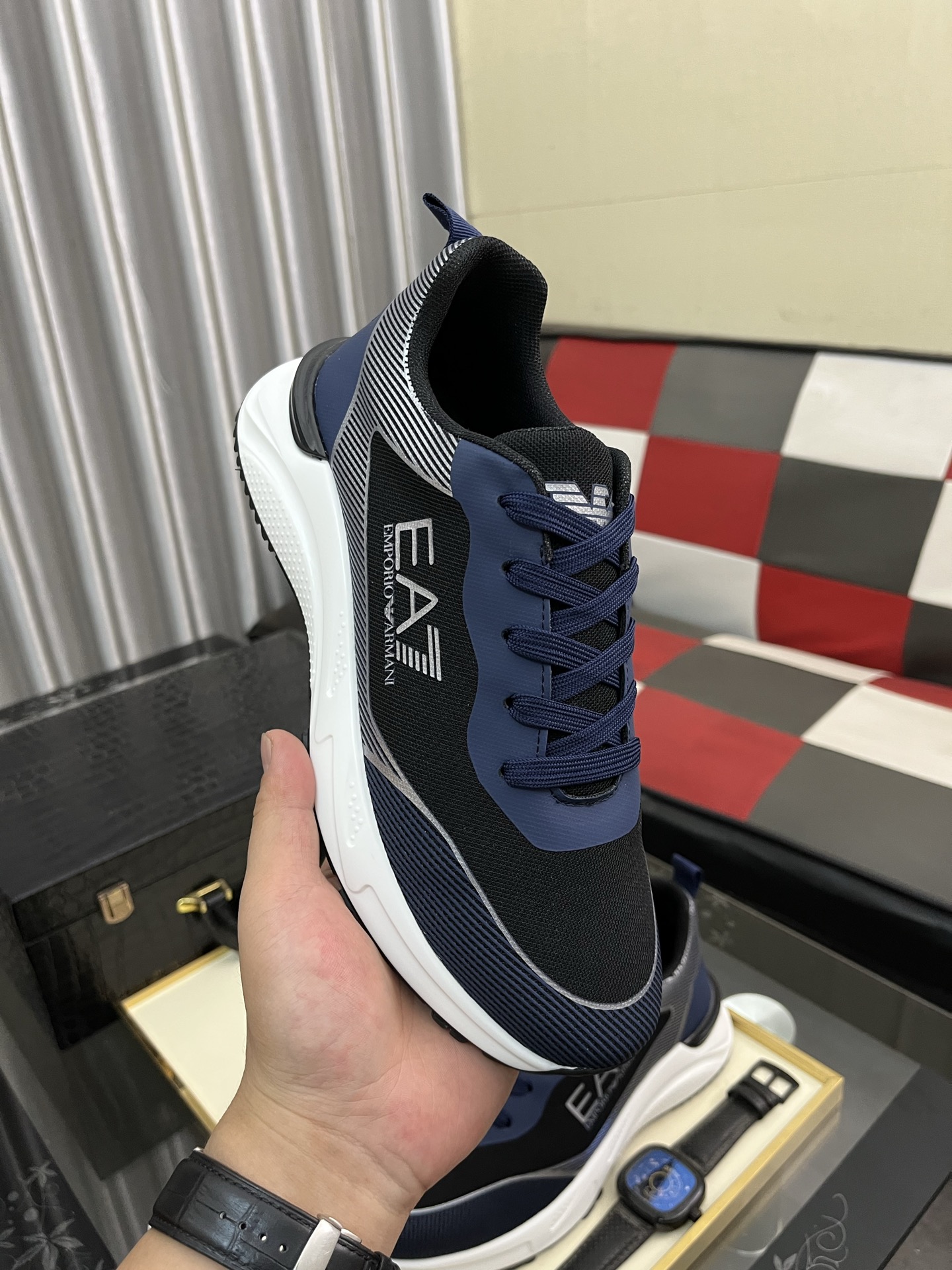 Emporio Armani Men's Lace-Up Sneakers - Breathable Leather, Rubber Sole 5 i1745340286137 5767 0 3