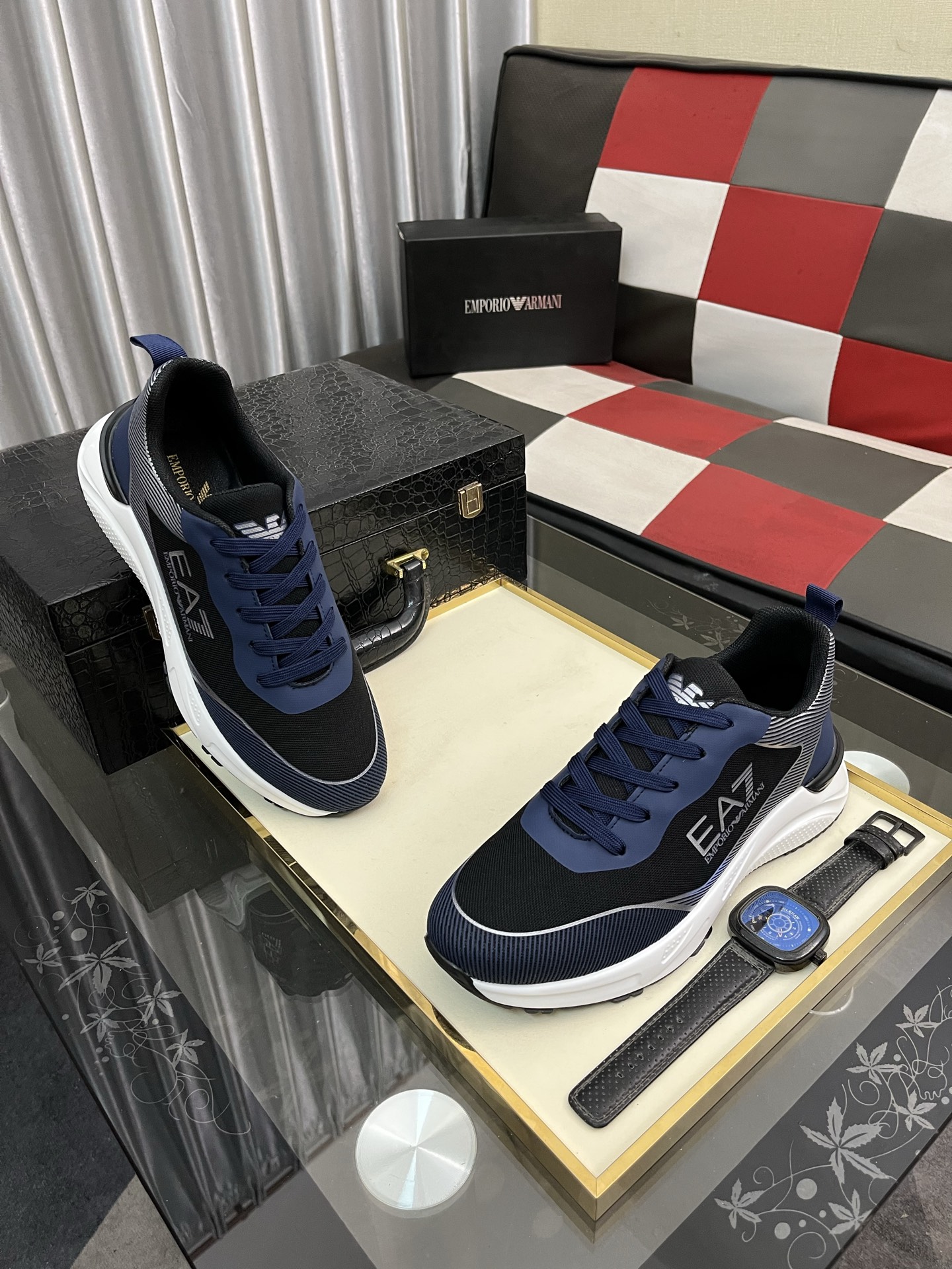 Emporio Armani Men's Lace-Up Sneakers - Breathable Leather, Rubber Sole 4 i1745340286304 4143 0 2