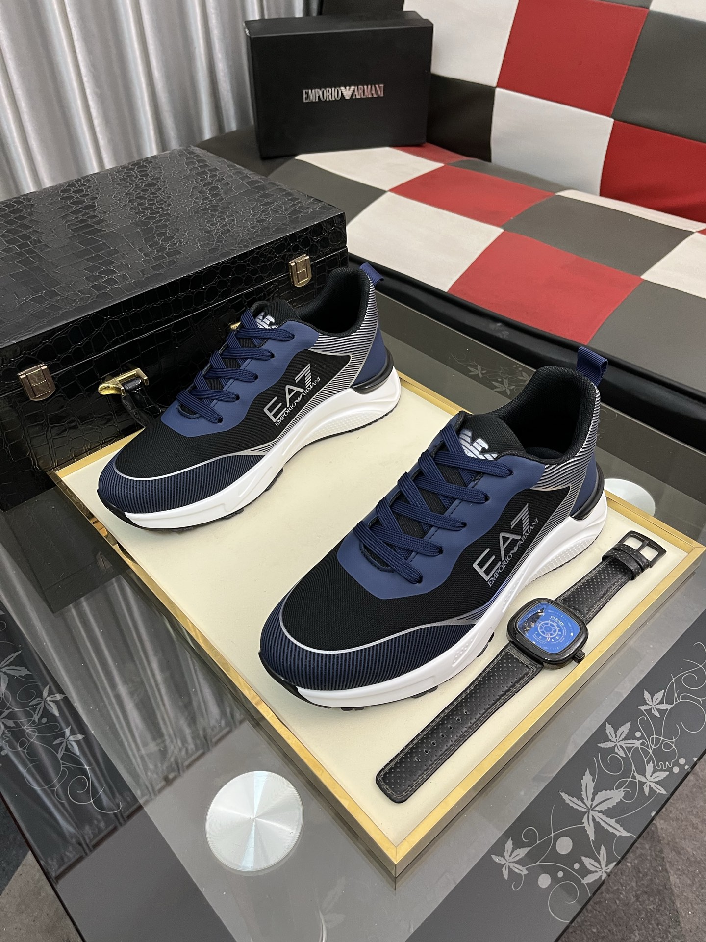 Emporio Armani Men's Lace-Up Sneakers - Breathable Leather, Rubber Sole 3 i1745340287653 6802 0 1
