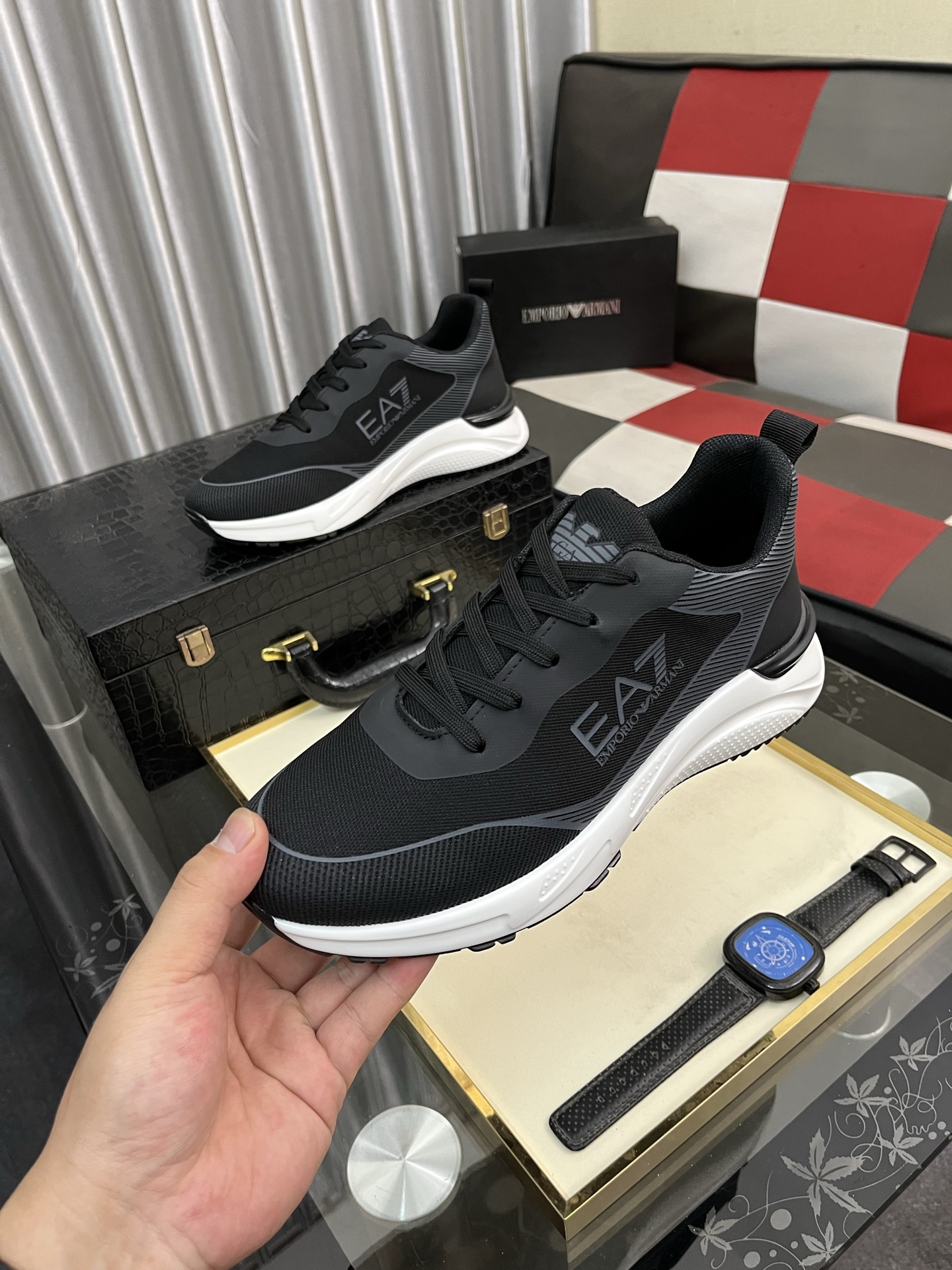 Emporio Armani Men's Leather Sneakers Lightweight Casual Shoe, Size 38-44 6 i1745340298888 2204 0 4
