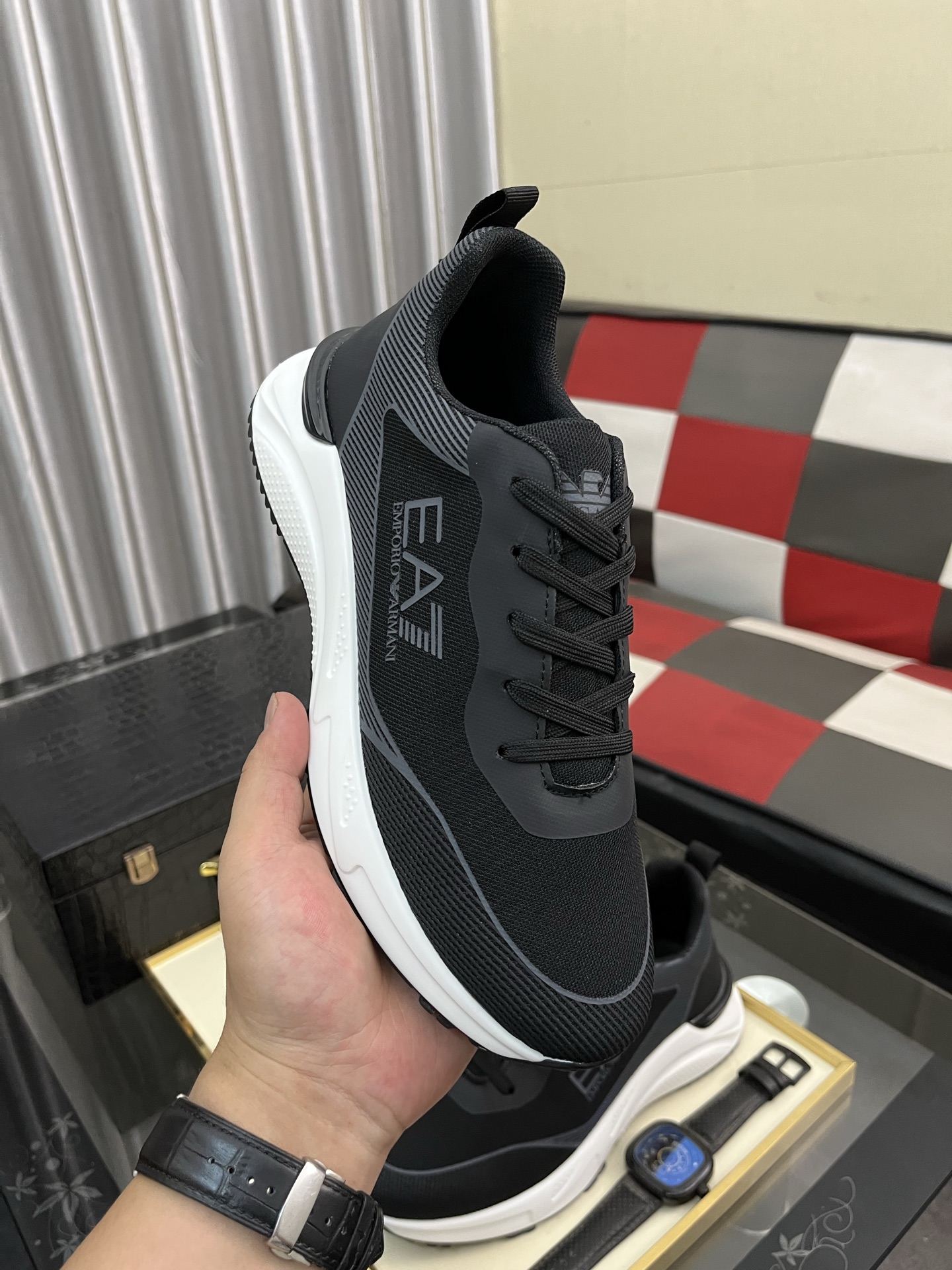 Emporio Armani Men's Leather Sneakers Lightweight Casual Shoe, Size 38-44 5 i1745340299101 8192 0 3