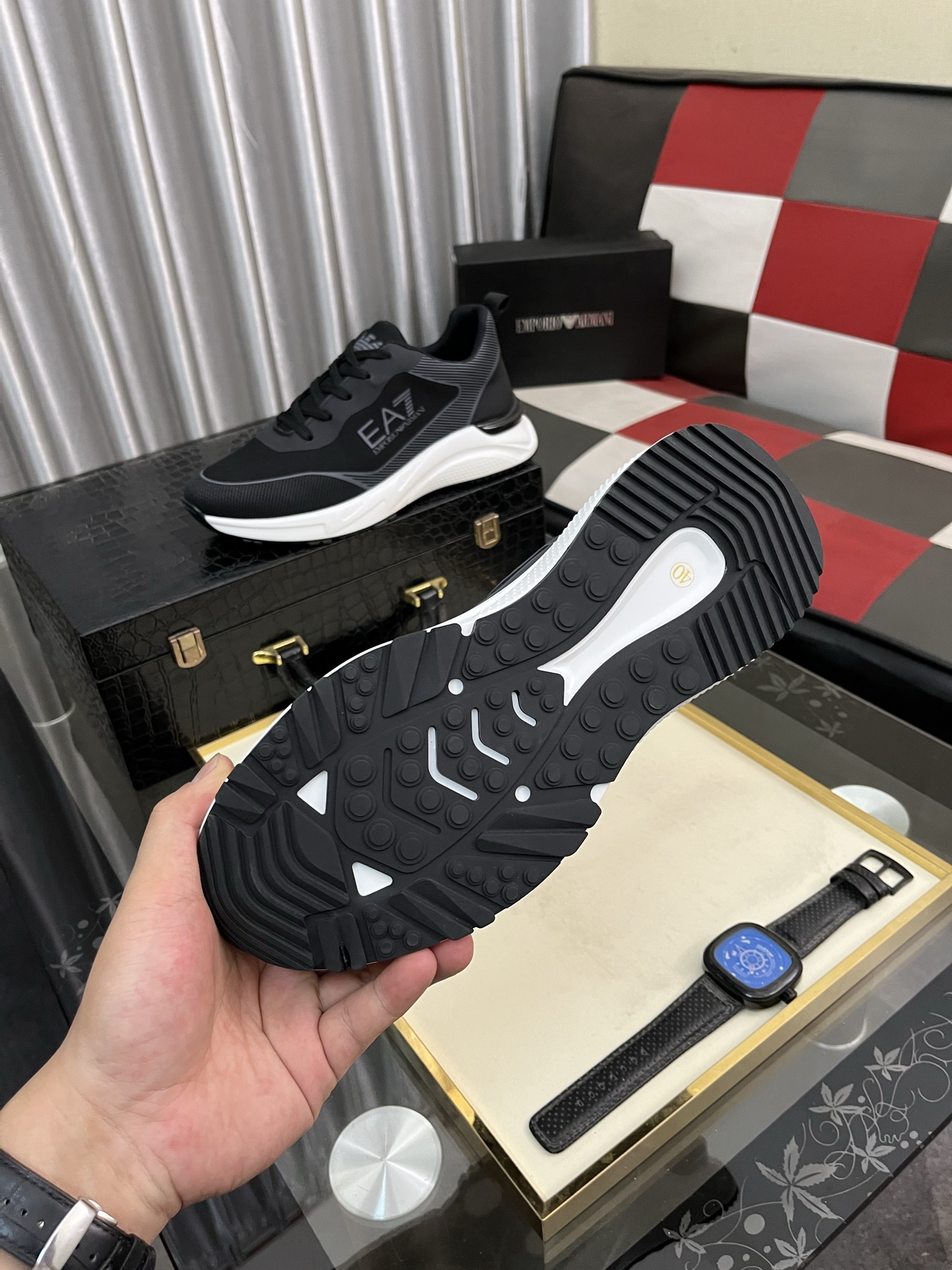 Emporio Armani Men's Leather Sneakers Lightweight Casual Shoe, Size 38-44 10 i1745340299109 4257 0 8