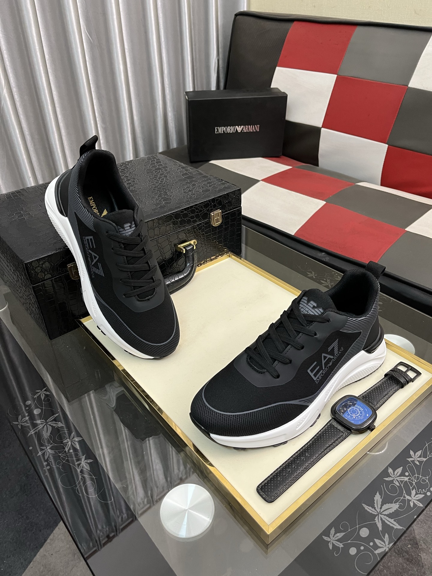 Emporio Armani Men's Leather Sneakers Lightweight Casual Shoe, Size 38-44 4 i1745340299122 7688 0 2