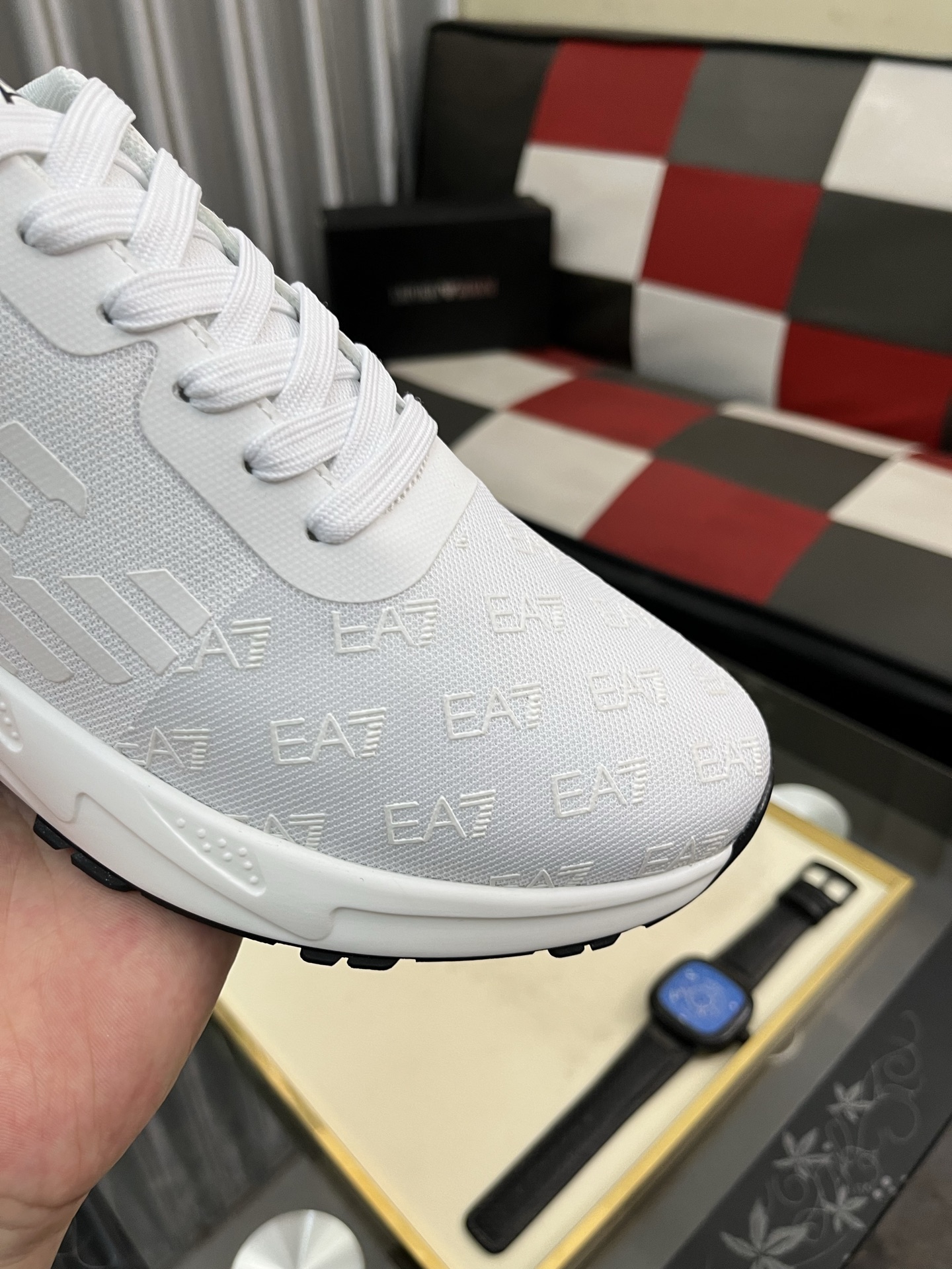 Emporio Armani Men's White Leather Lightweight Lace-Up Fashion Sneakers 7 i1745340322071 7596 0 5