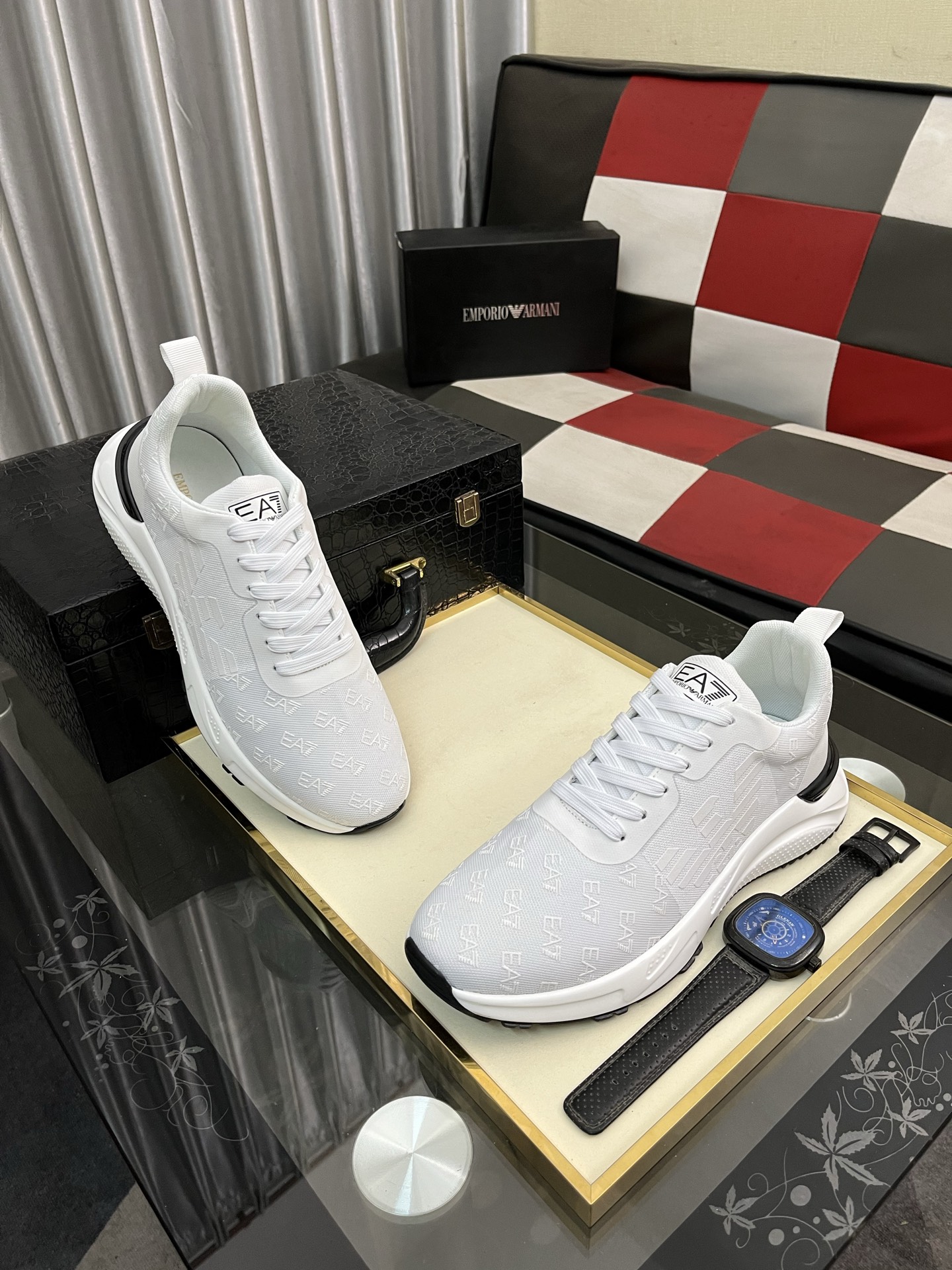 Emporio Armani Men's White Leather Lightweight Lace-Up Fashion Sneakers 4 i1745340322128 9571 0 2