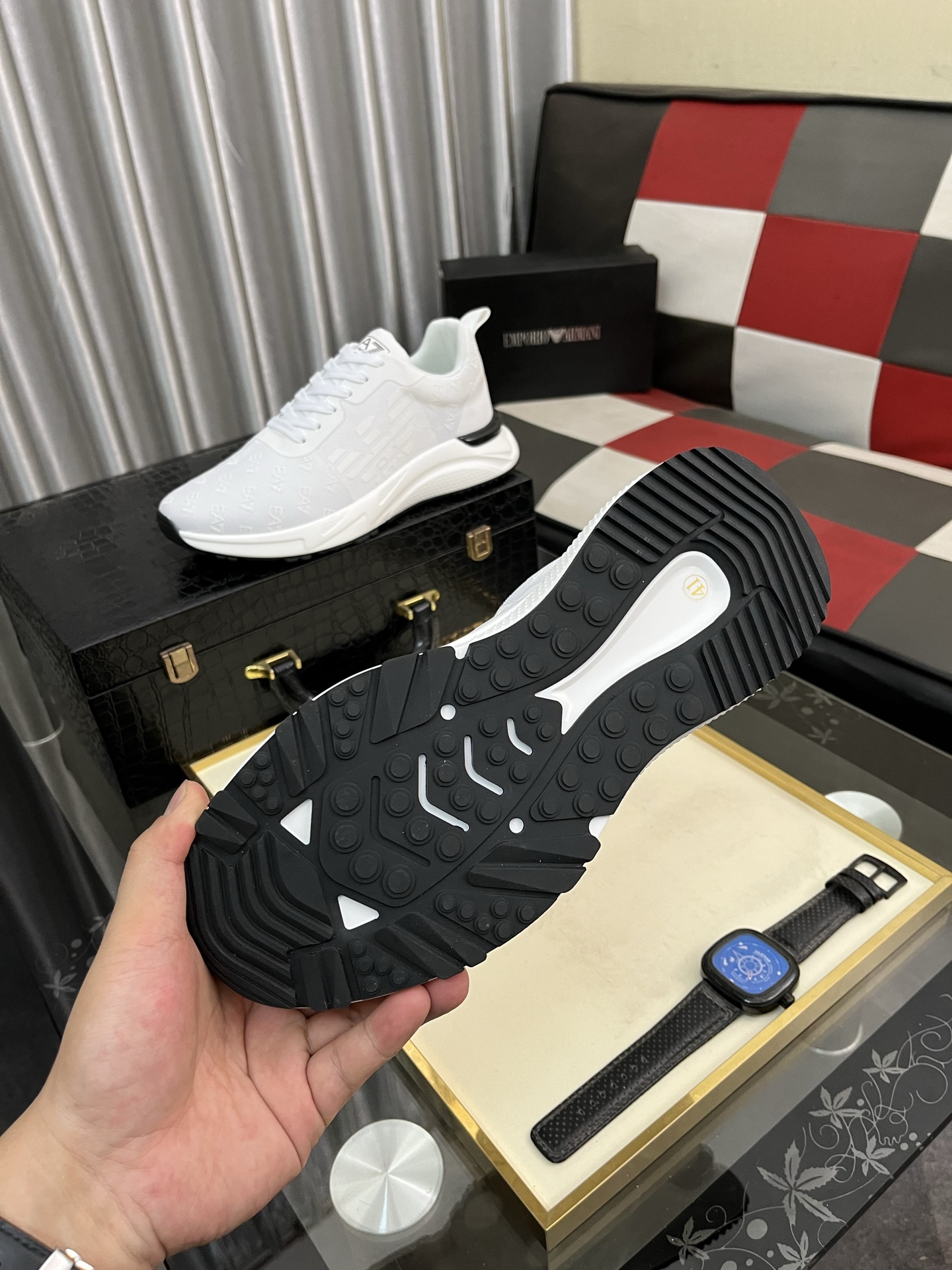 Emporio Armani Men's White Leather Lightweight Lace-Up Fashion Sneakers 10 i1745340323703 6212 0 8