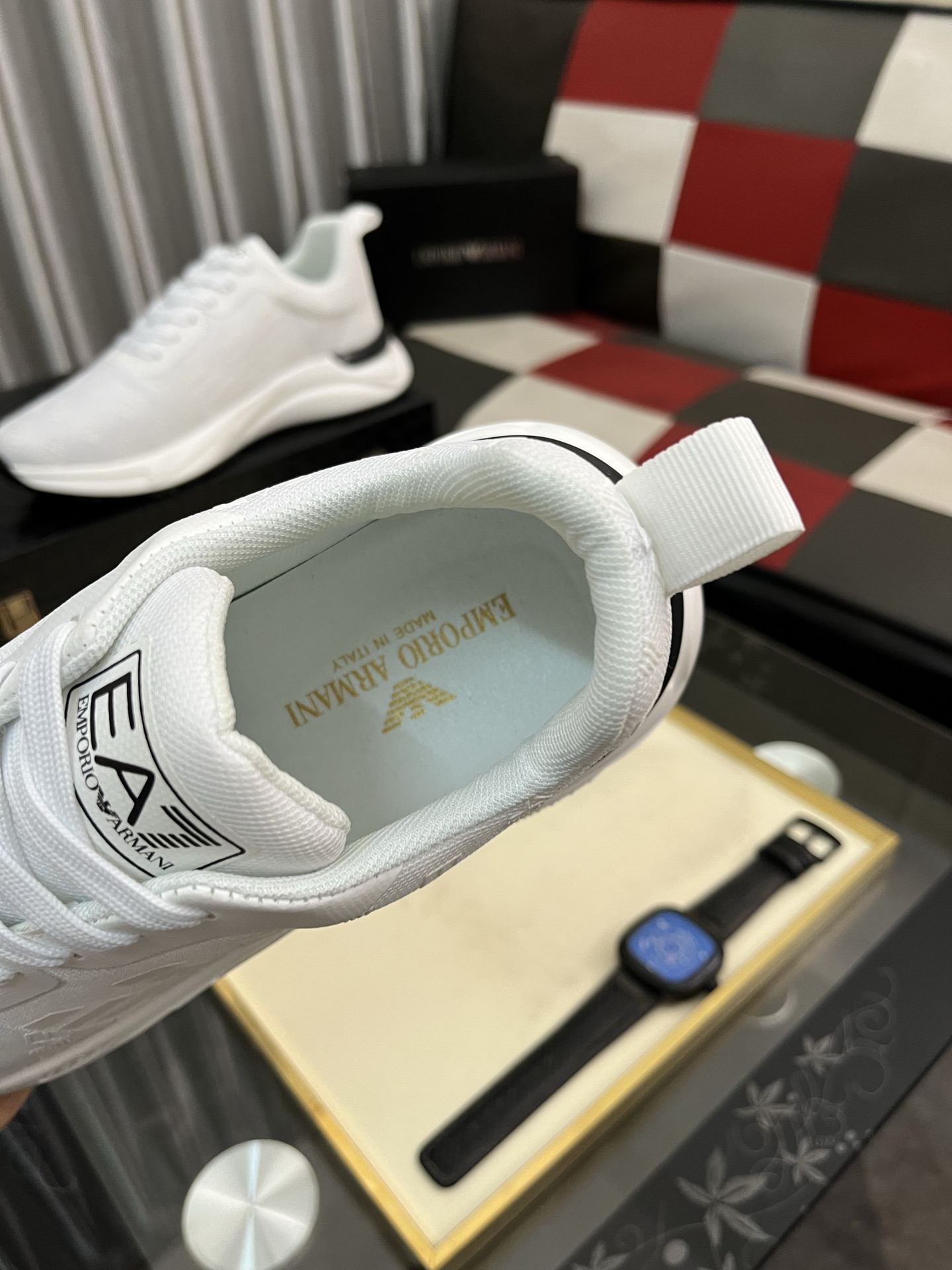 Emporio Armani Men's White Leather Lightweight Lace-Up Fashion Sneakers 9 i1745340323756 6110 0 7
