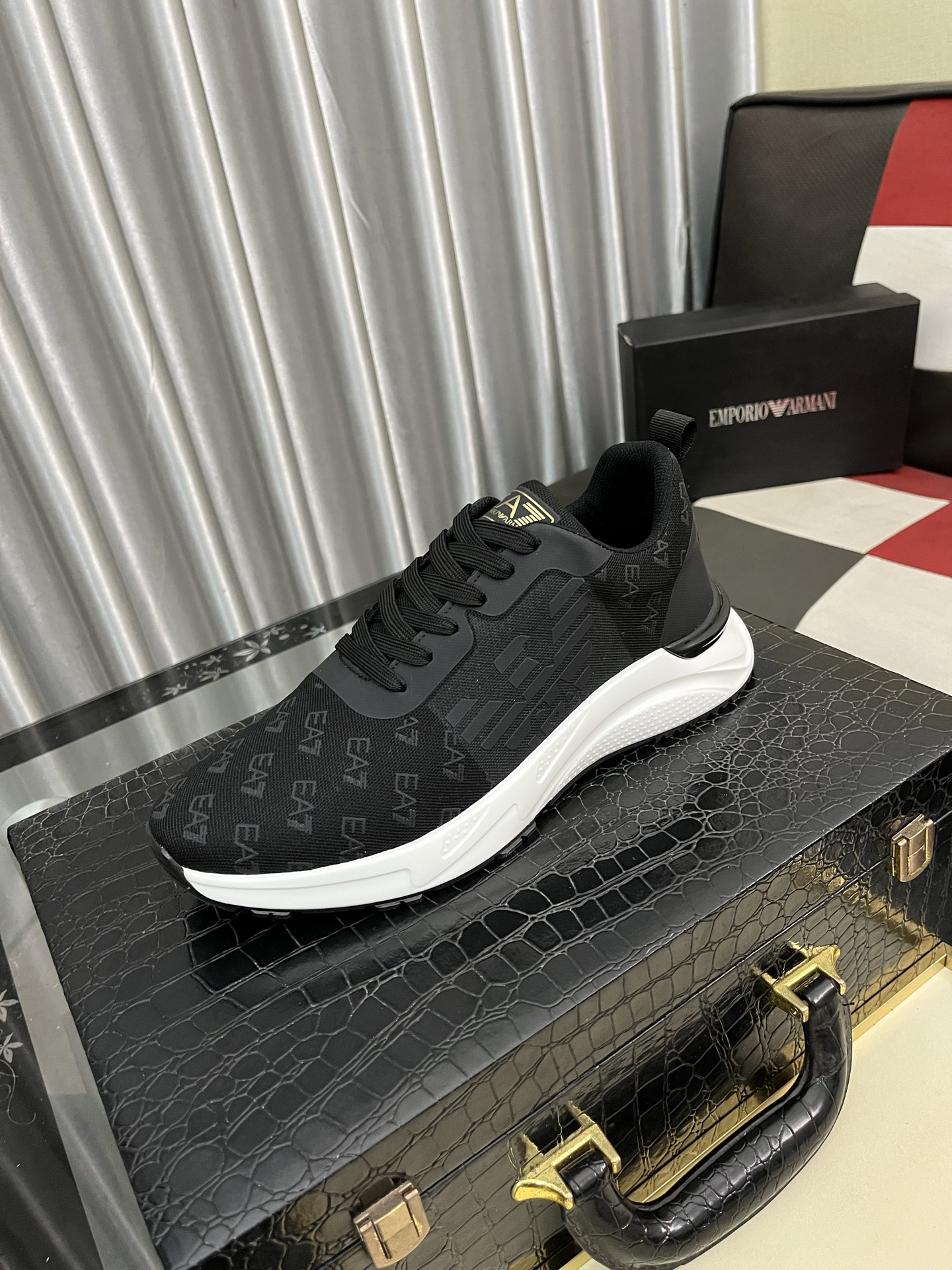 Emporio Armani Men's Black Leather Sneakers Lace Up Size 38-44 2 i1745340352560 4273 0 0