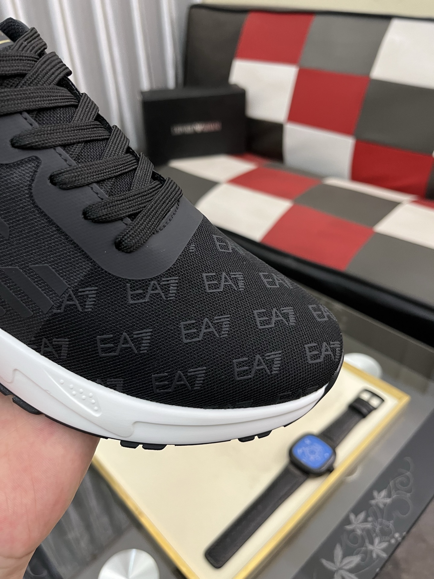 Emporio Armani Men's Black Leather Sneakers Lace Up Size 38-44 7 i1745340353730 636 0 5