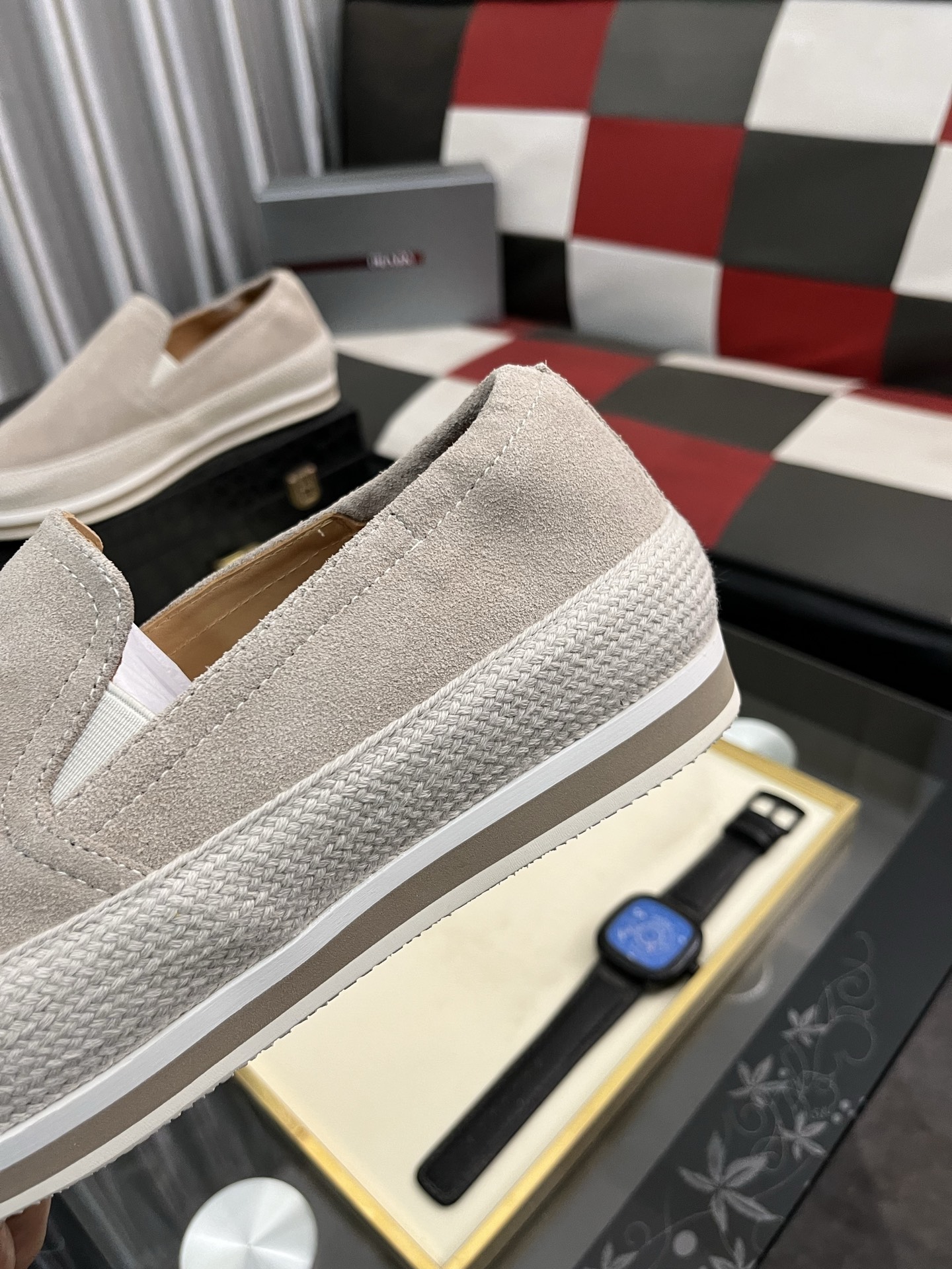 Prada Men's Loafers Suede Leather Slip-On Sneakers Unique Modern Style Shoes 8 i1745426005148 5786 0 6
