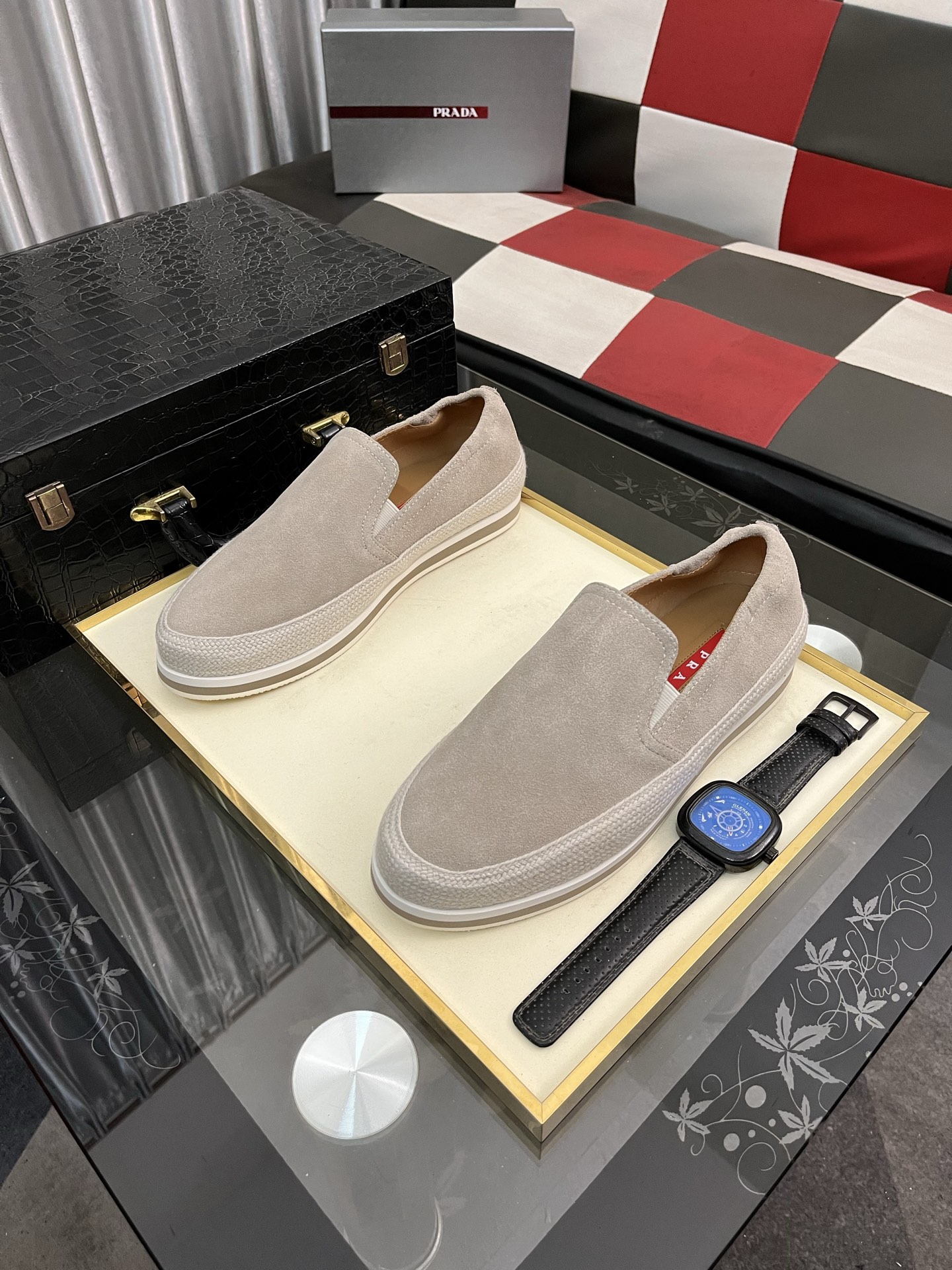 Prada Men's Loafers Suede Leather Slip-On Sneakers Unique Modern Style Shoes 3 i1745426007673 7624 0 1