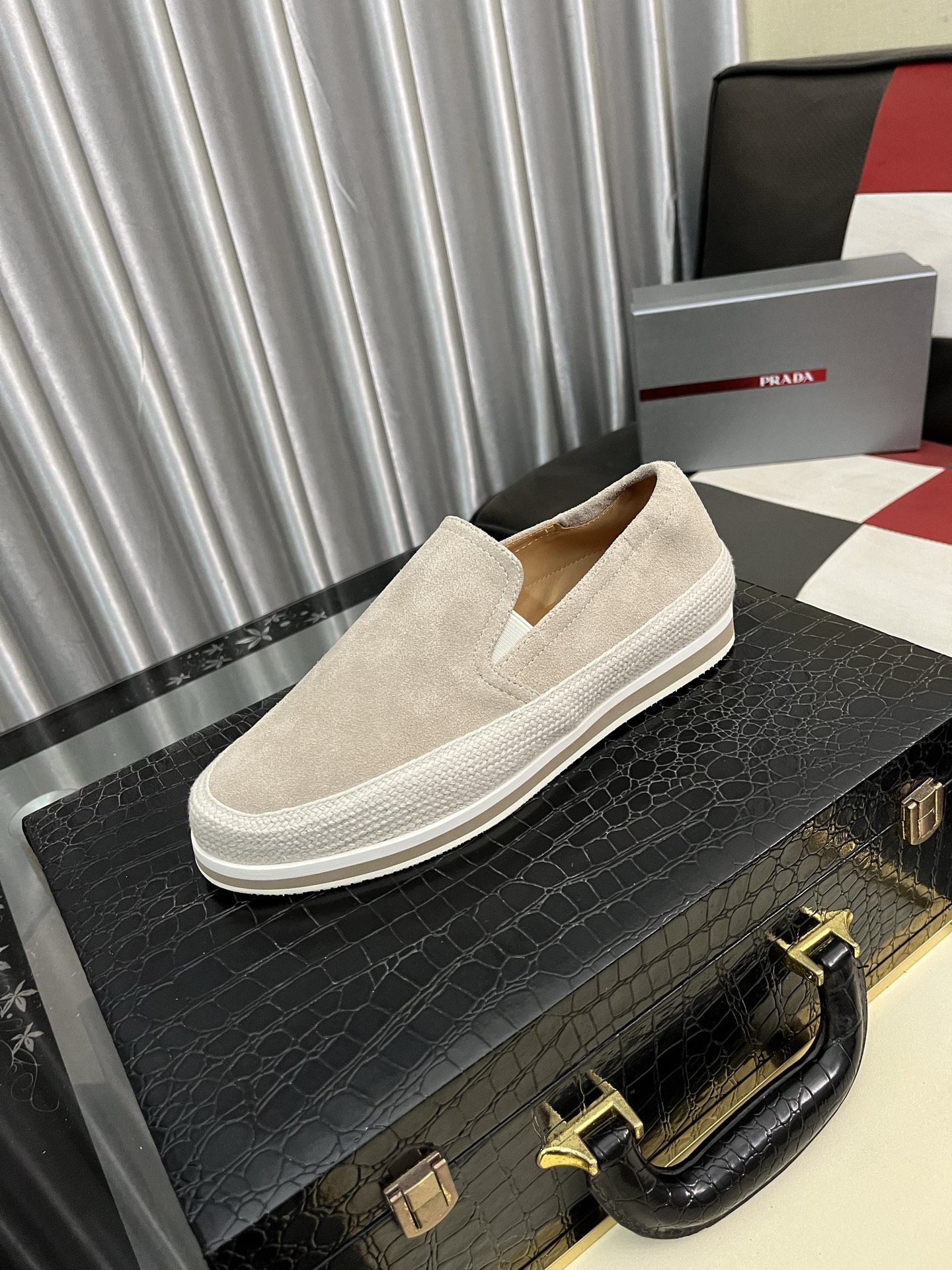 Prada Men's Loafers Suede Leather Slip-On Sneakers Unique Modern Style Shoes 1 Prada Men's Loafers Suede Leather Slip-On Sneakers Unique Modern Style Shoes
