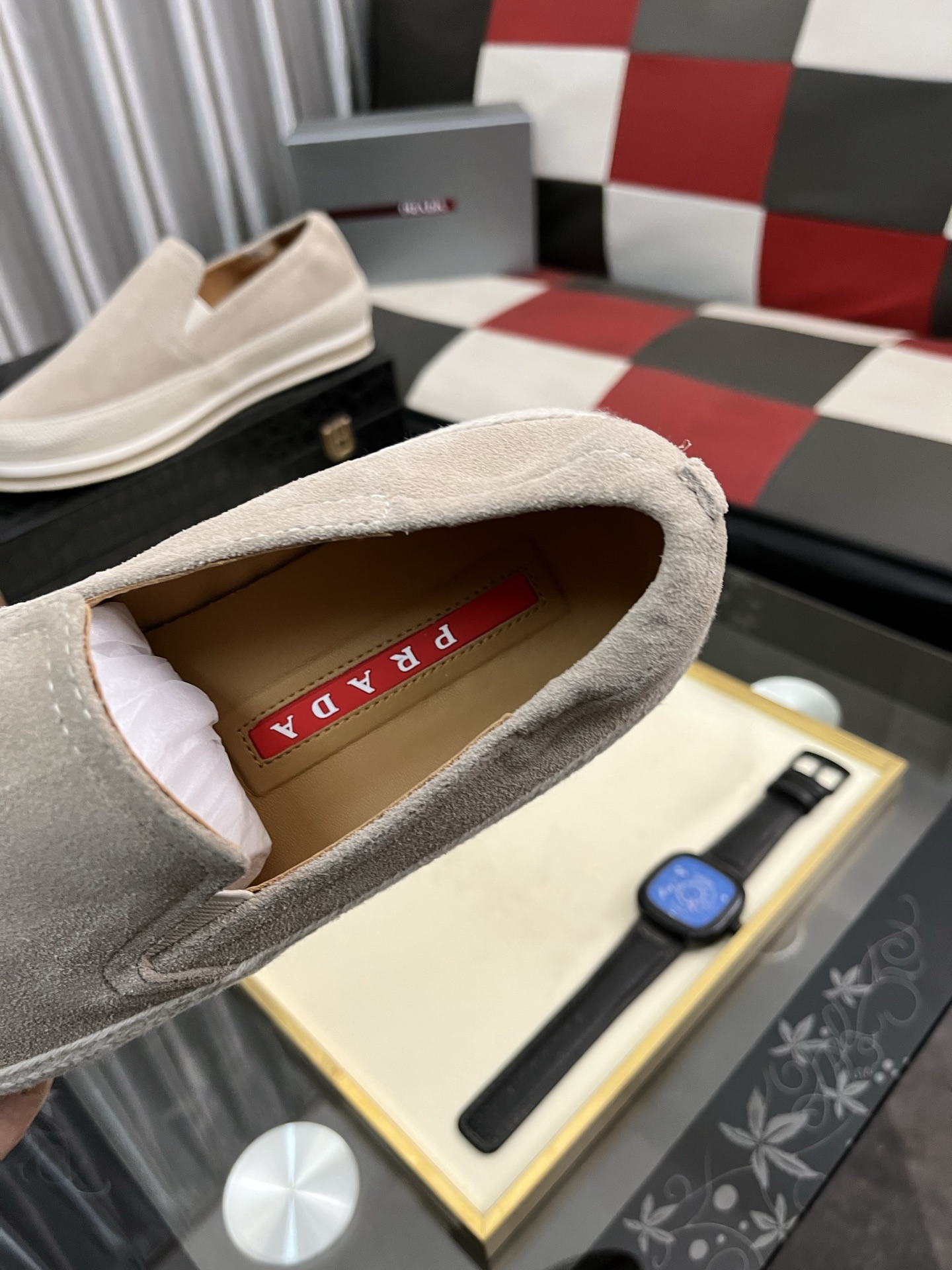 Prada Men's Loafers Suede Leather Slip-On Sneakers Unique Modern Style Shoes 9 i1745426007677 9038 0 7