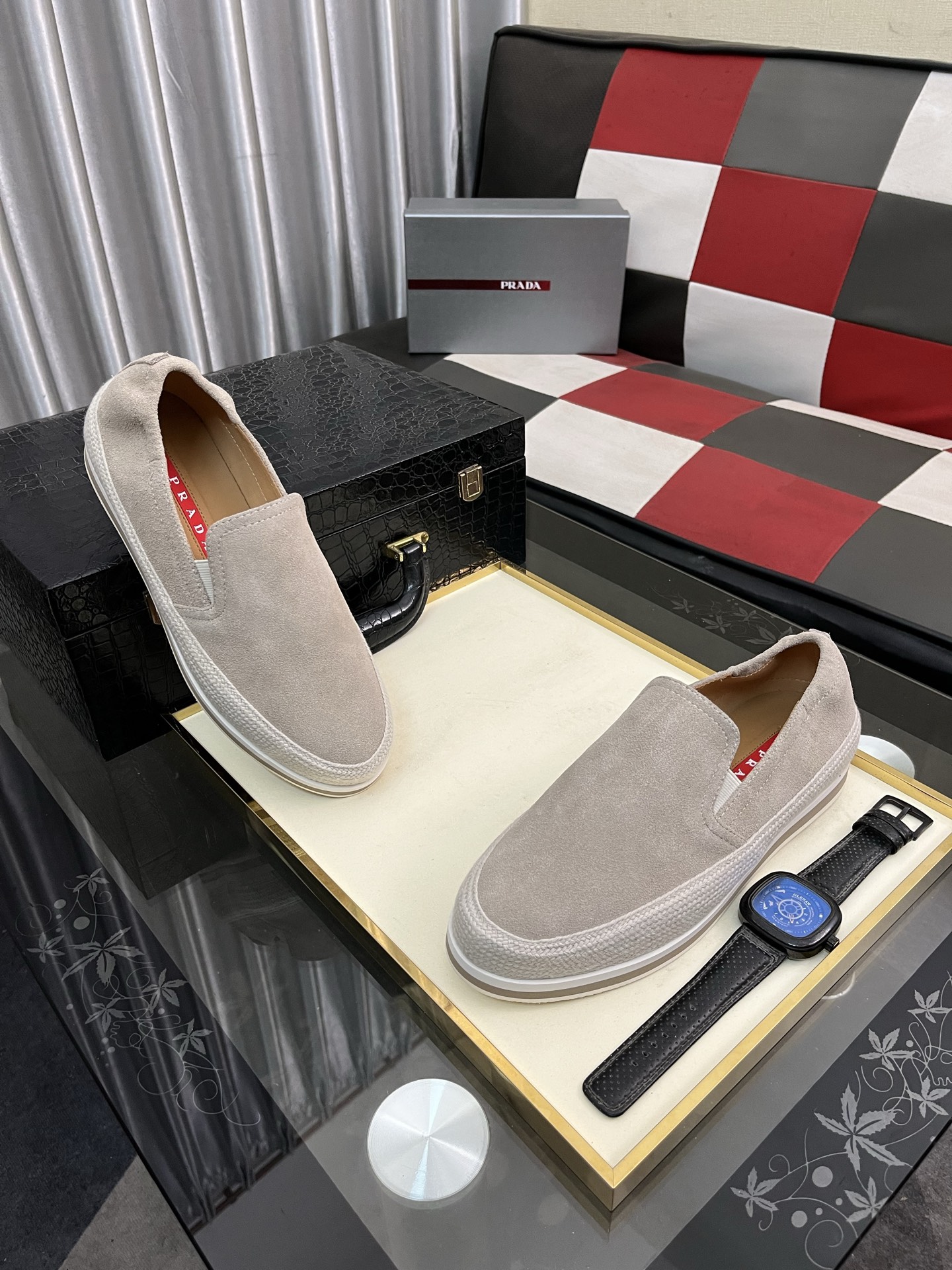 Prada Men's Loafers Suede Leather Slip-On Sneakers Unique Modern Style Shoes 4 i1745426007678 8118 0 2