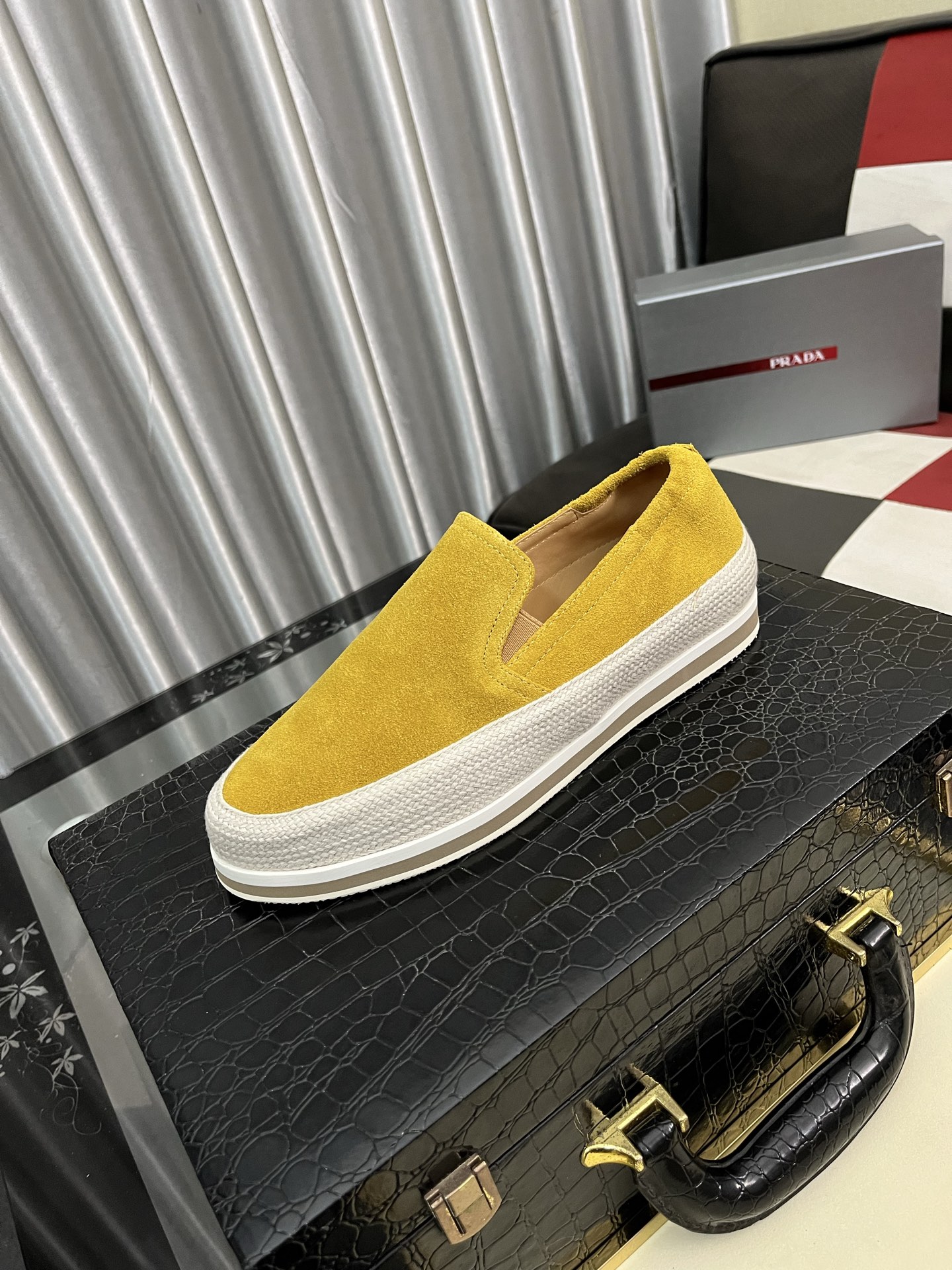Prada Women's Yellow Suede Slip-On Sneakers Comfortable Casual Shoes 2 i1745427714524 3737 0 0
