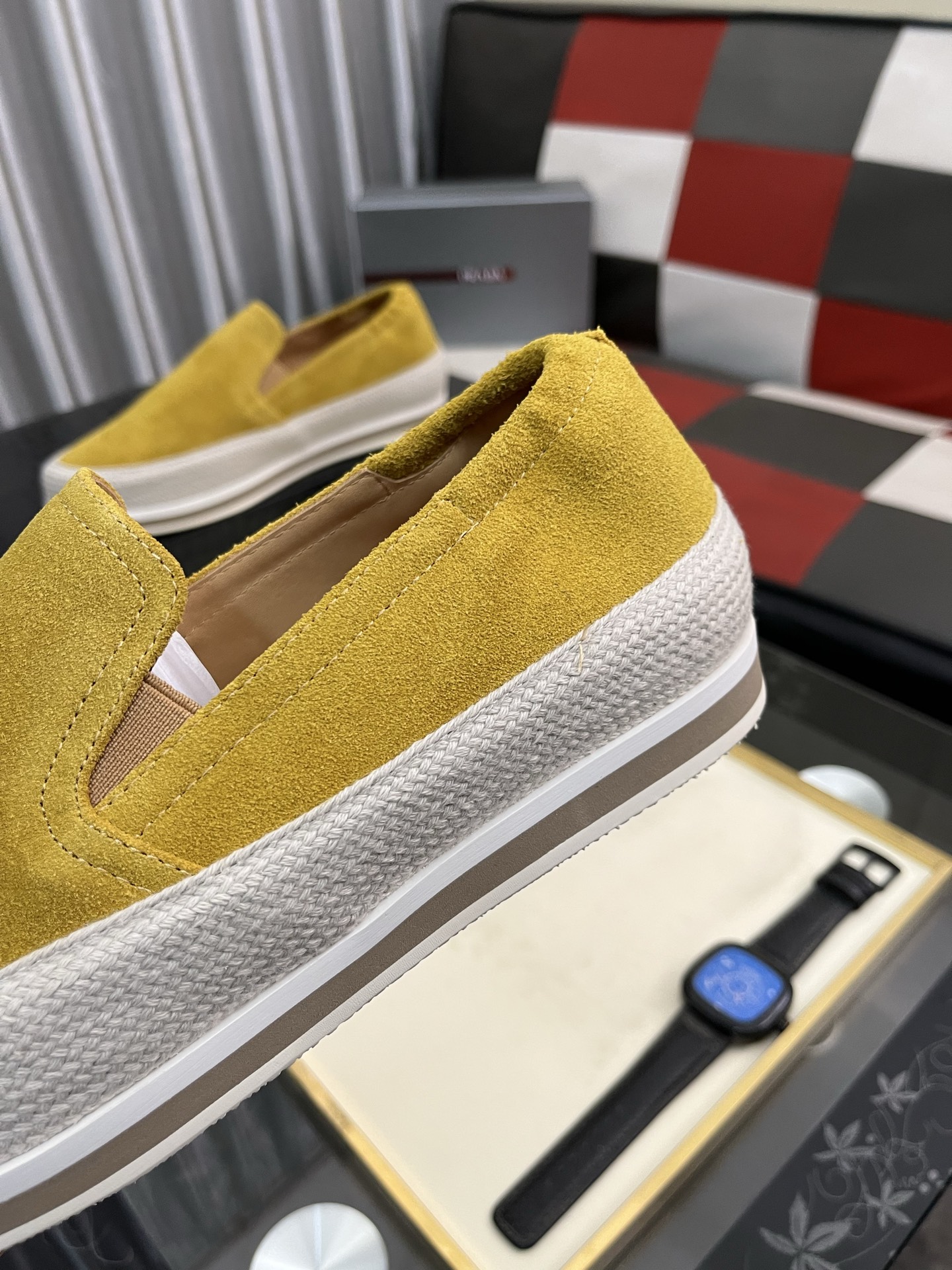 Prada Women's Yellow Suede Slip-On Sneakers Comfortable Casual Shoes 8 i1745427714616 2623 0 6