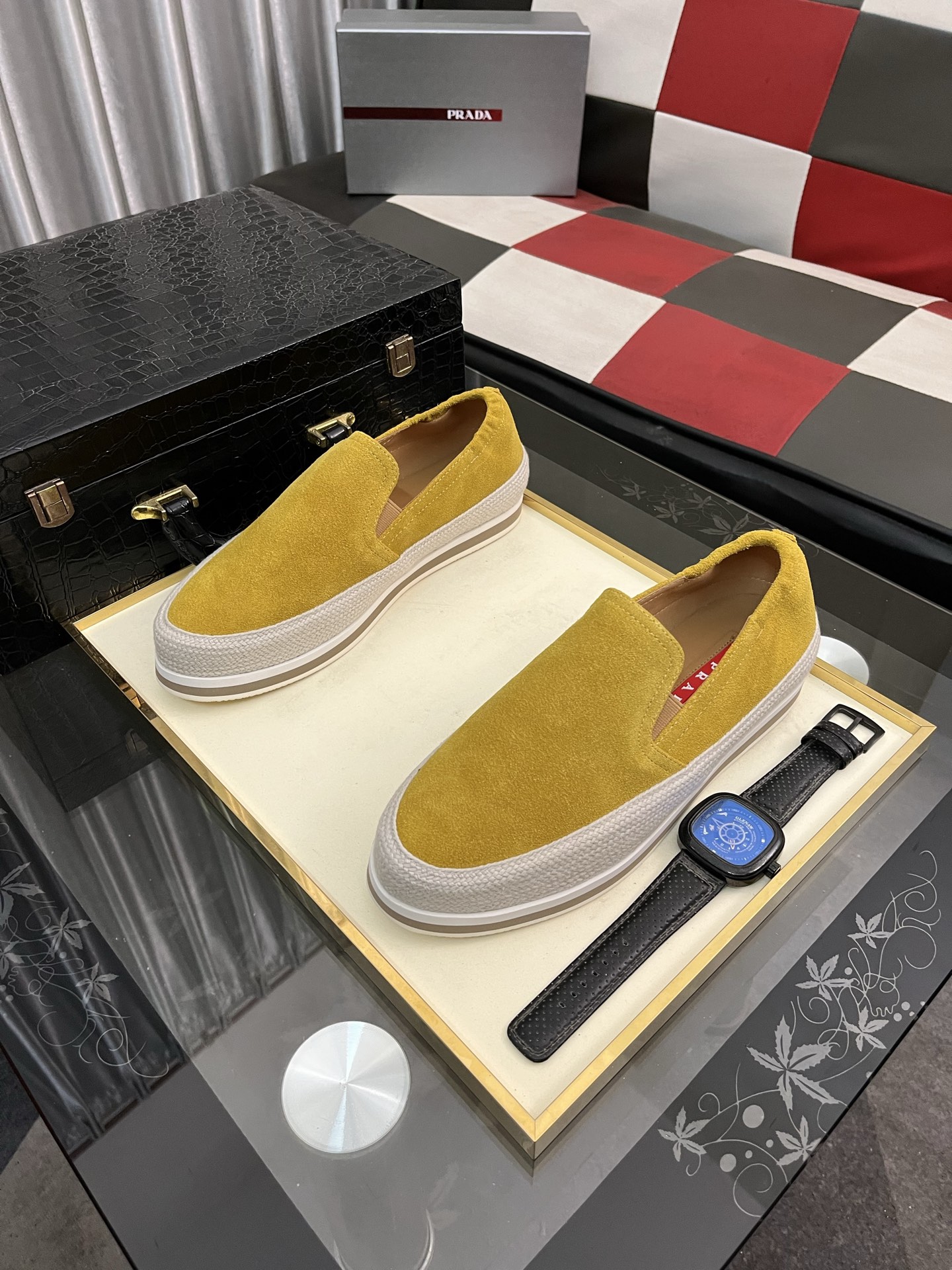 Prada Women's Yellow Suede Slip-On Sneakers Comfortable Casual Shoes 3 i1745427714643 8406 0 1