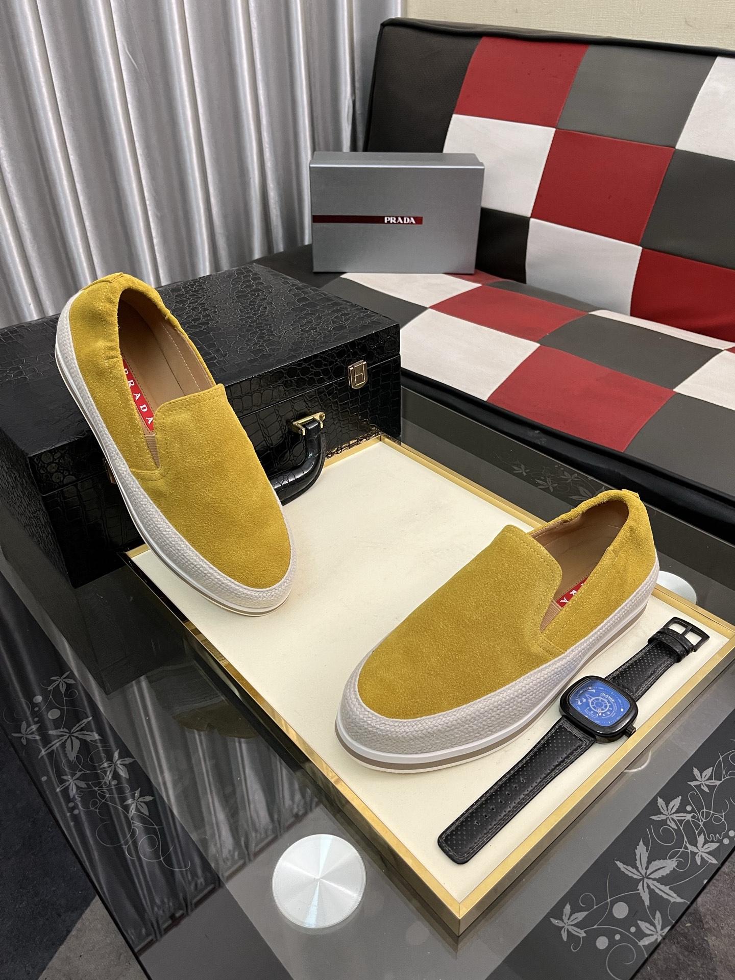 Prada Women's Yellow Suede Slip-On Sneakers Comfortable Casual Shoes 4 i1745427717649 9192 0 2
