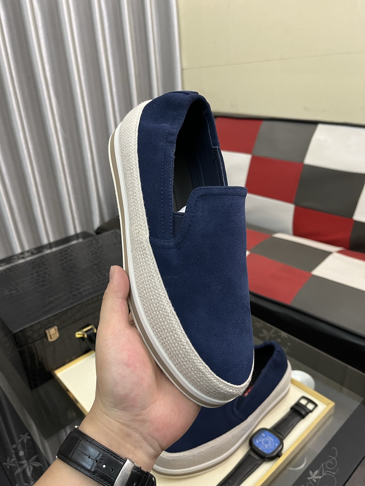 Prada Modern Style Blue Suede Slip-On Sneakers,Sizes 38-44 5 i1745427755226 22 0 3
