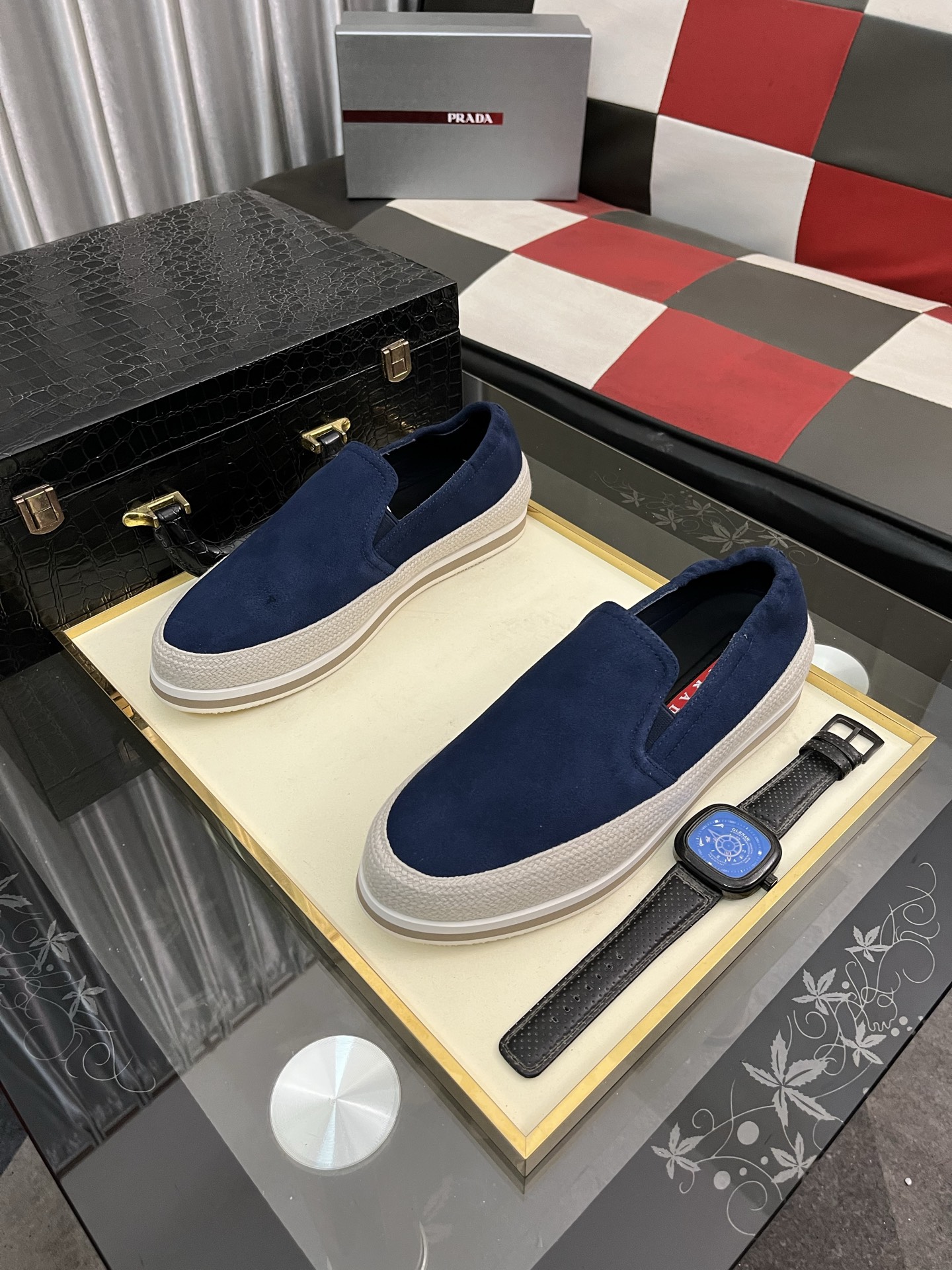 Prada Modern Style Blue Suede Slip-On Sneakers,Sizes 38-44 3 i1745427756839 7750 0 1