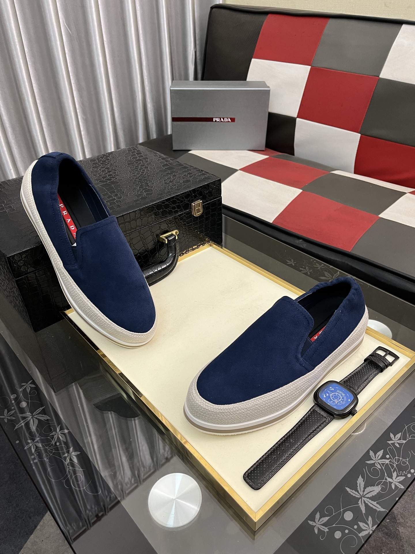Prada Modern Style Blue Suede Slip-On Sneakers,Sizes 38-44 4 i1745427756858 5161 0 2