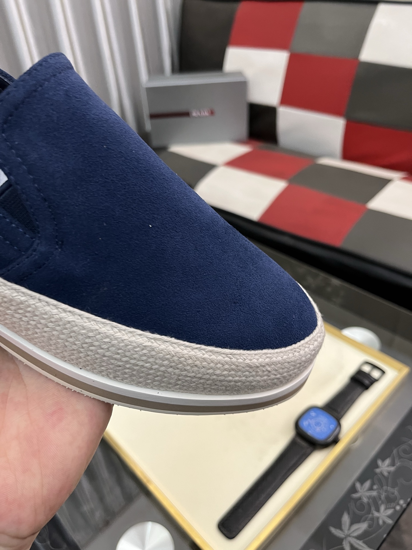 Prada Modern Style Blue Suede Slip-On Sneakers,Sizes 38-44 7 i1745427756891 6465 0 5