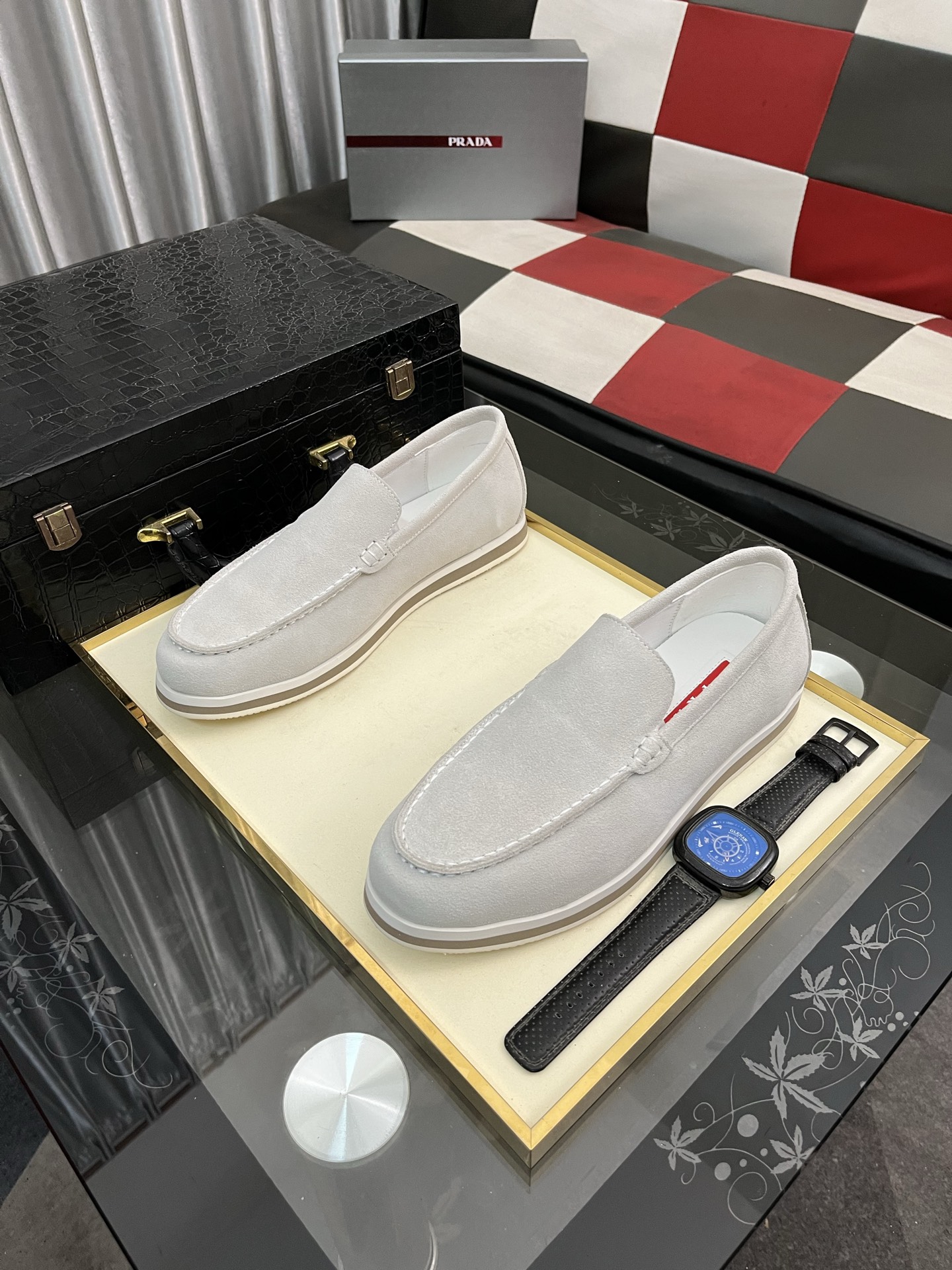 Prada White Leather Slip-On Sneakers, Modern Design, Comfortable Fit 3 i1745427783827 3431 0 1