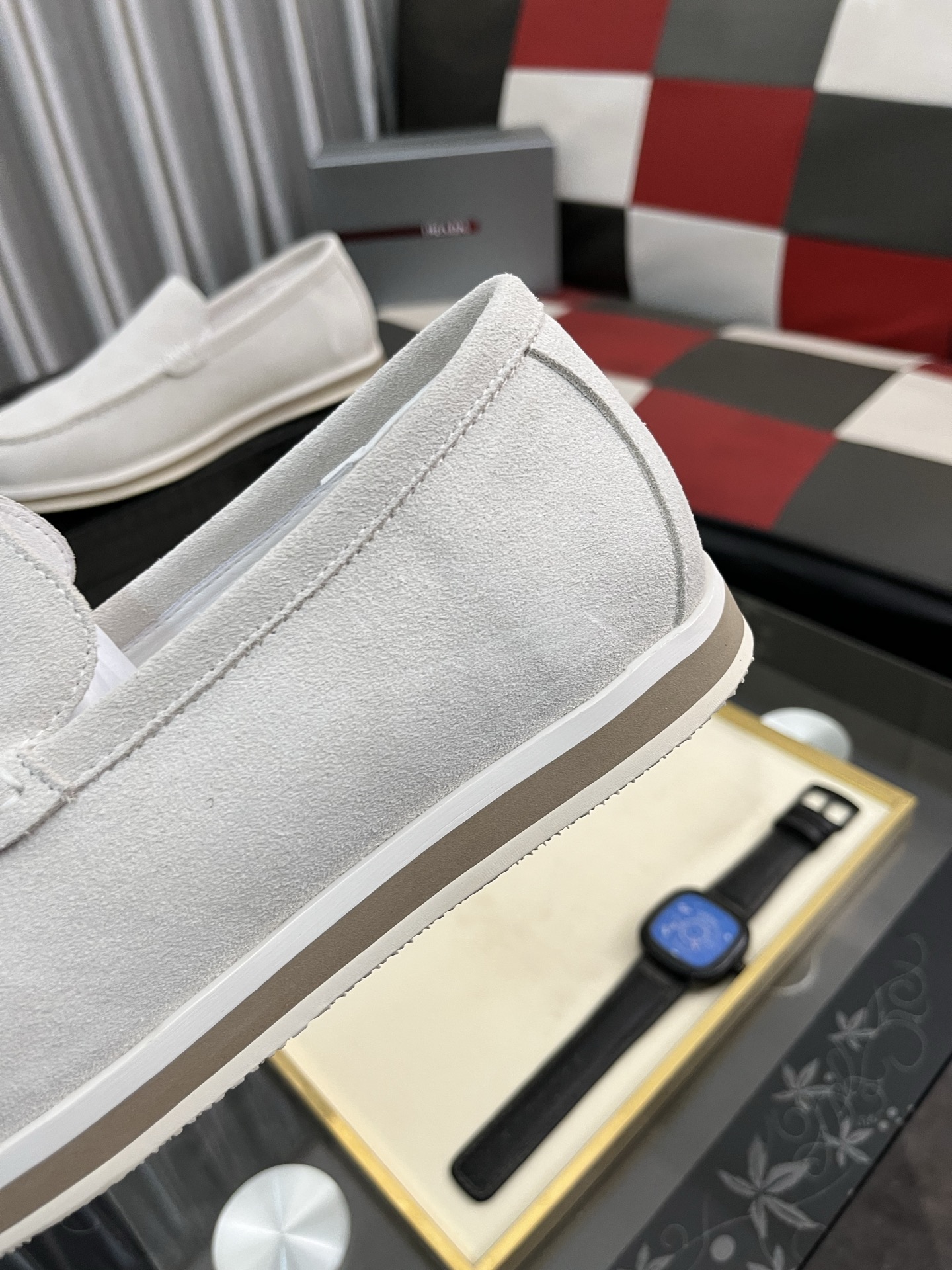 Prada White Leather Slip-On Sneakers, Modern Design, Comfortable Fit 8 i1745427785671 7419 0 6