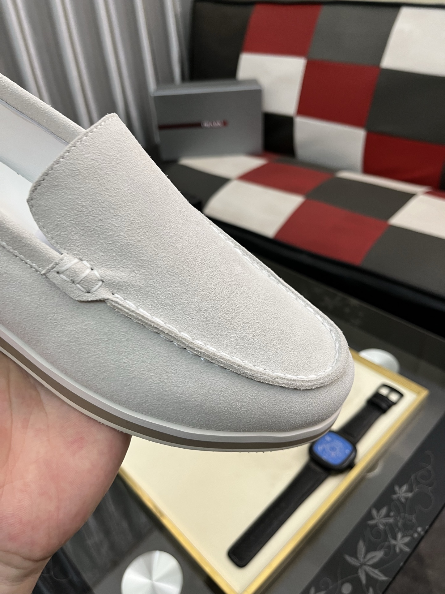Prada White Leather Slip-On Sneakers, Modern Design, Comfortable Fit 7 i1745427785734 9199 0 5